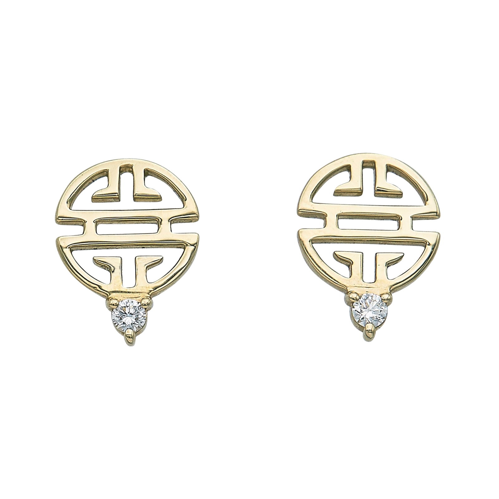 Gump's 14K Yellow Gold and Diamond Earrings: BRAND: Gump; METAL: 14K Yellow Gold; APPROXIMATE TOTAL DIAMOND WEIGHT: 0.08 ctw; STAMPED: Gump's, Thailand, 14K; CONDITION: Pre-owned, Very Good; ITEM WEIGHT (GRAMS): 2.16 g; MEASUREMENTS: Earrings 1/