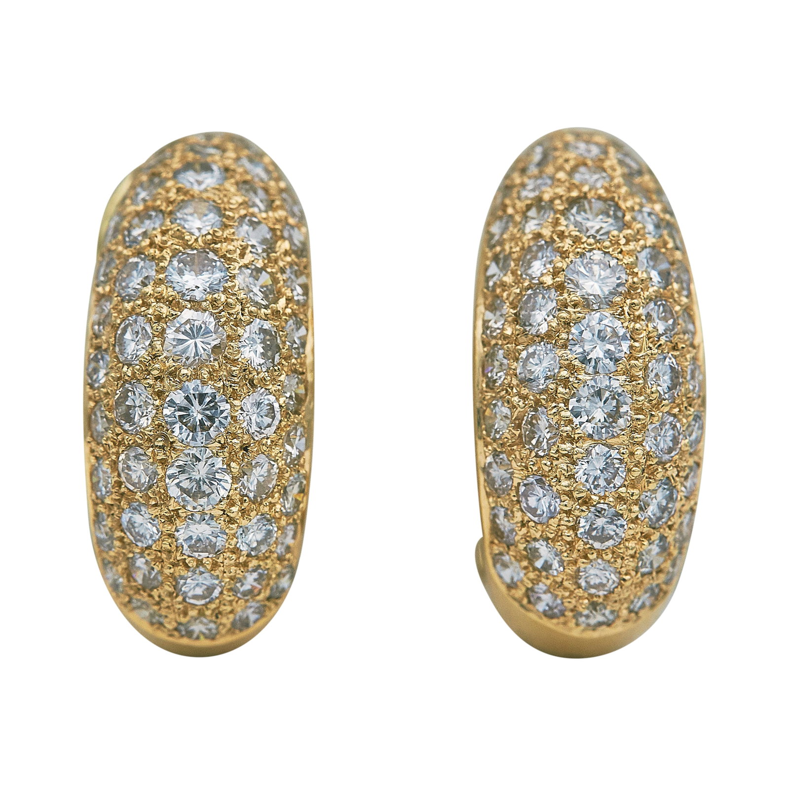 18K Yellow Gold and Diamond Pave Earrings (1 of 3)