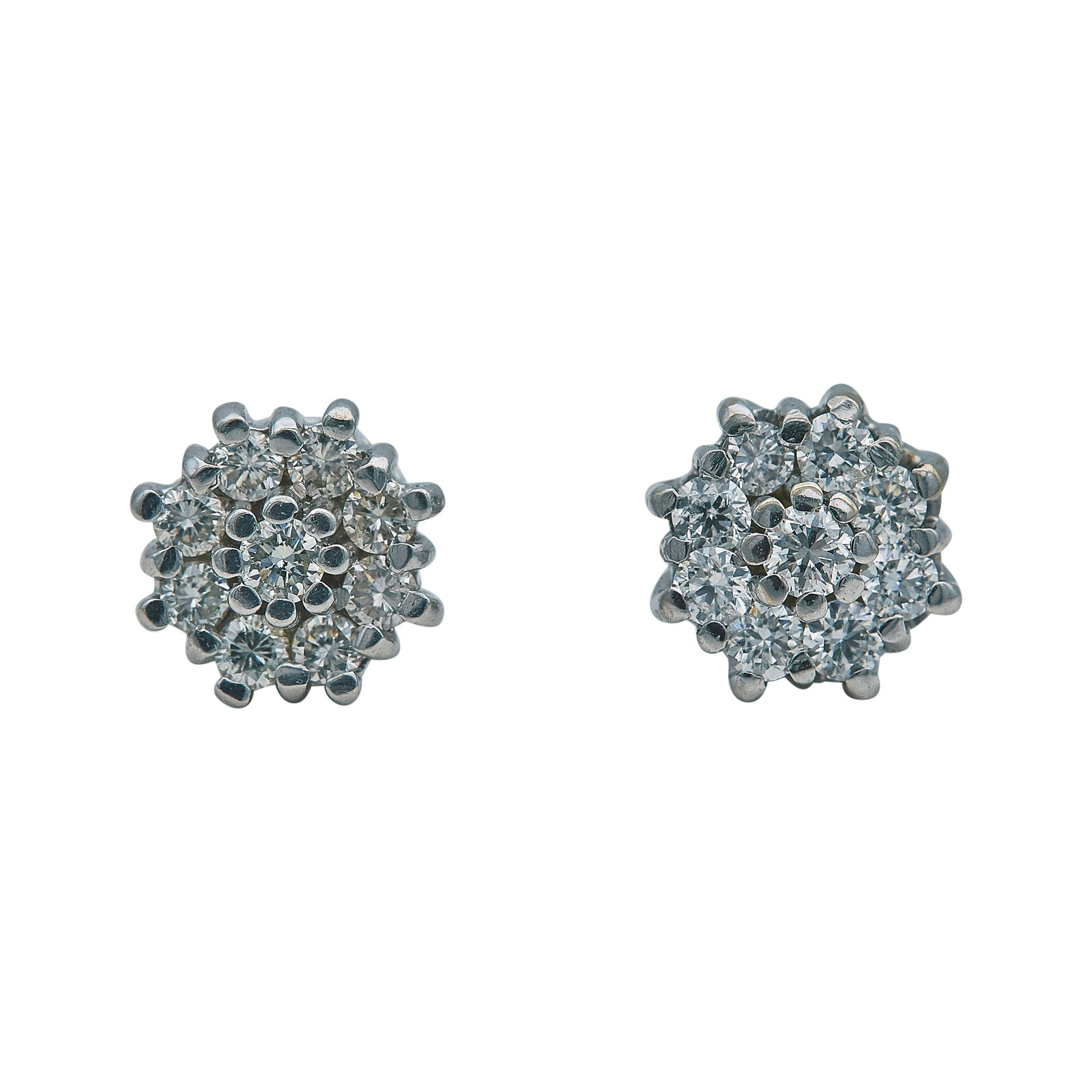 18K White Gold and Diamond Cluster Stud Earrings (1 of 3)