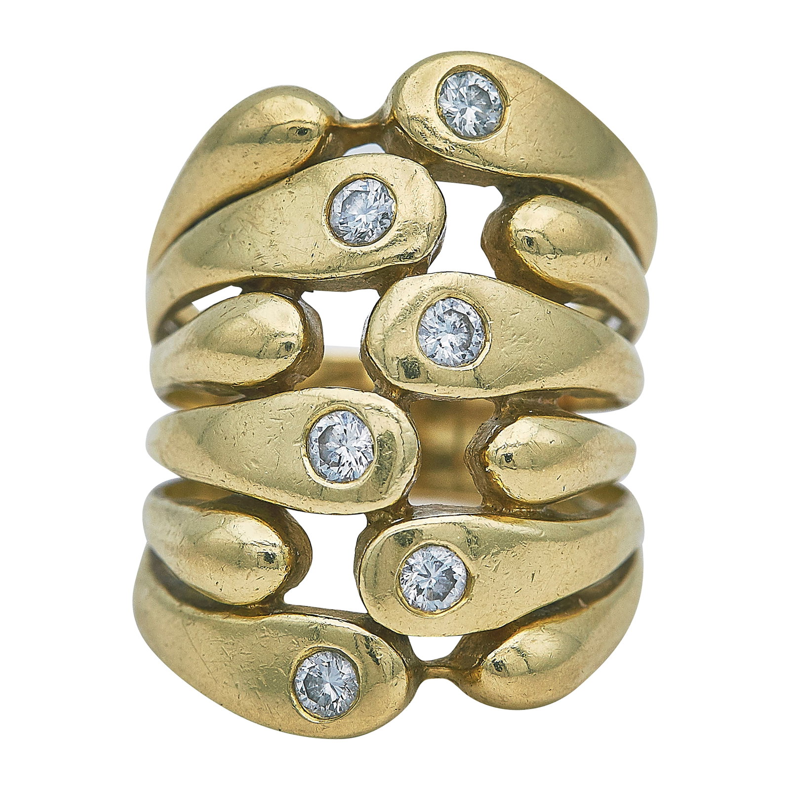 18K Yellow Gold and Diamond Wide Openwork Ring (1 of 3)