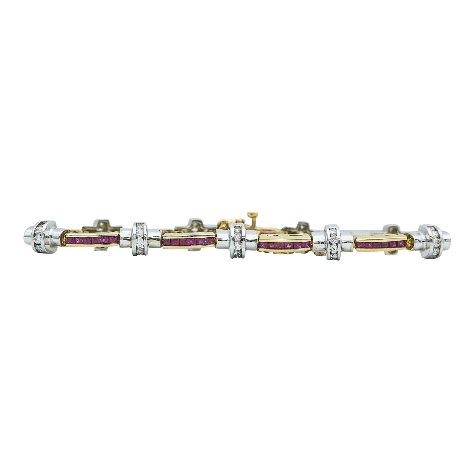 14K Yellow and White Gold Ruby and Diamond Link Bracelet (1 of 2)