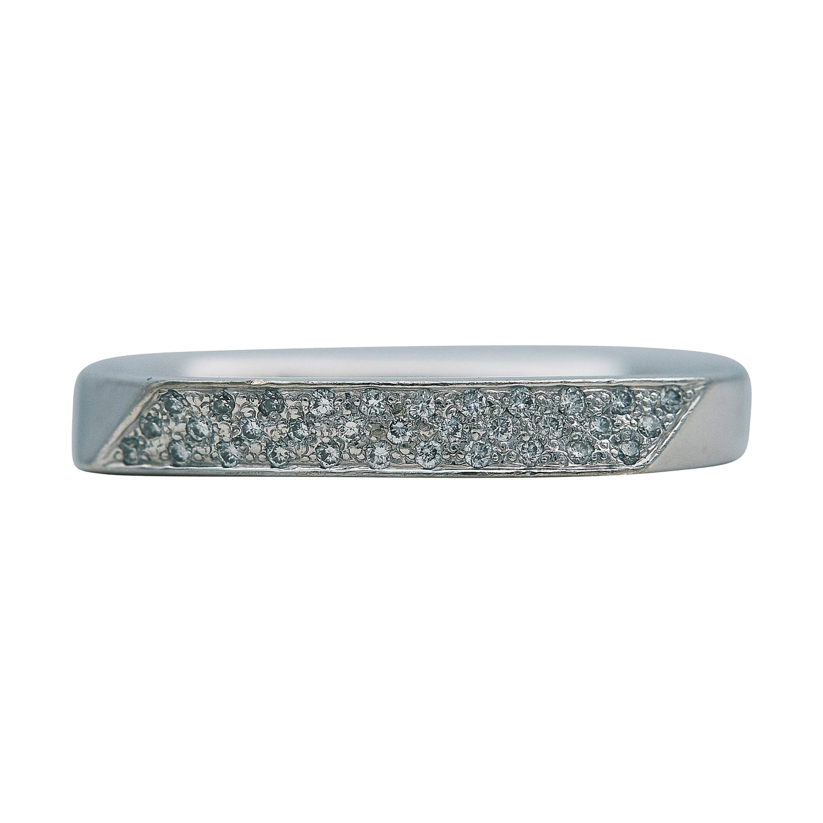 Frank Gehry for Tiffany & Co. Torque 18K White Gold and Diamond Band Ring: BRAND: Frank Gehry for Tiffany & Co.; COLLECTION: Torque; METAL: 18K White Gold; APPROXIMATE TOTAL DIAMOND WEIGHT: 0.11 ctw; STAMPED: Tiffany & Co., © Gehry, 750; CONDITION: Pre-owned, Good; ITEM WEI