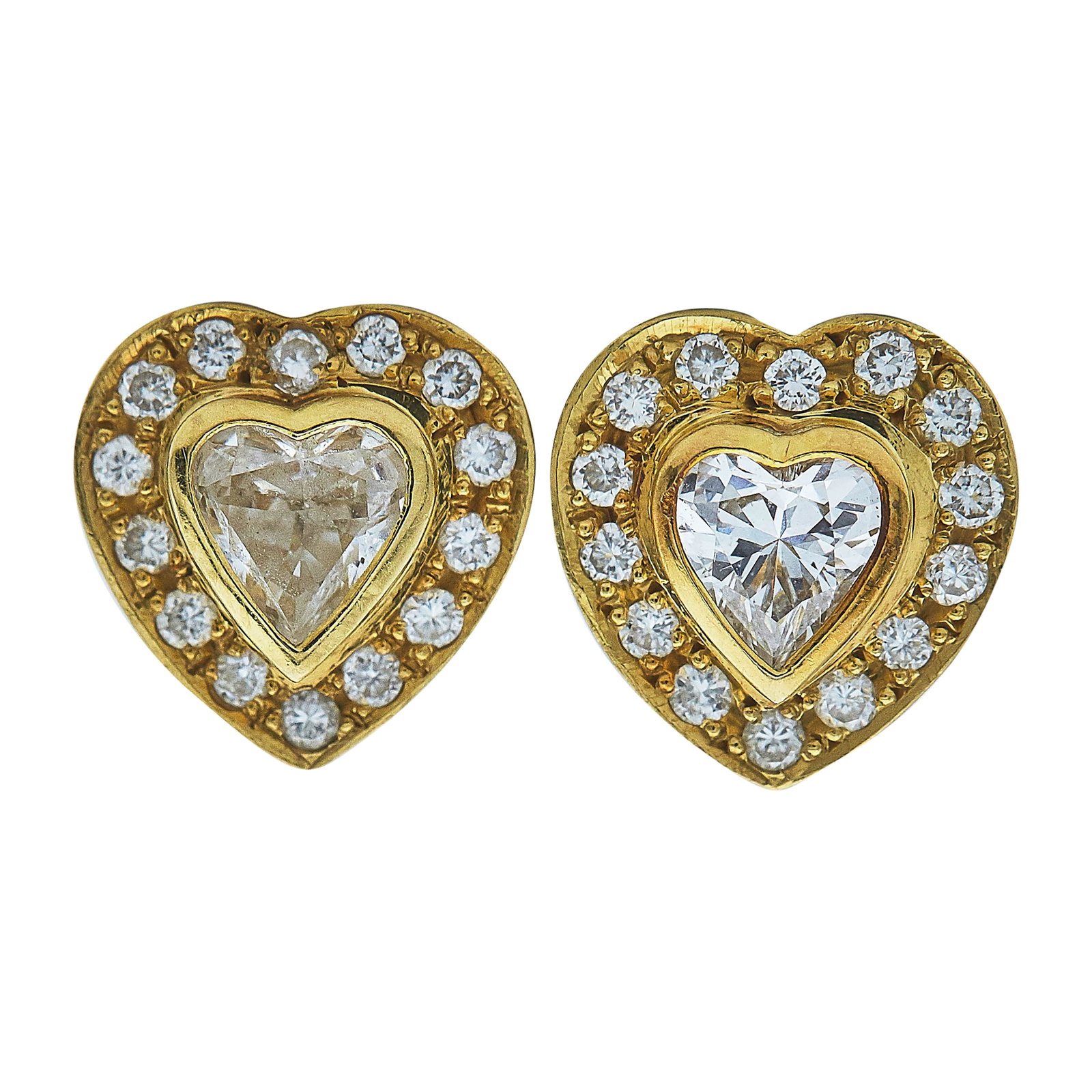18K Yellow Gold and Diamond Heart Earrings (1 of 3)