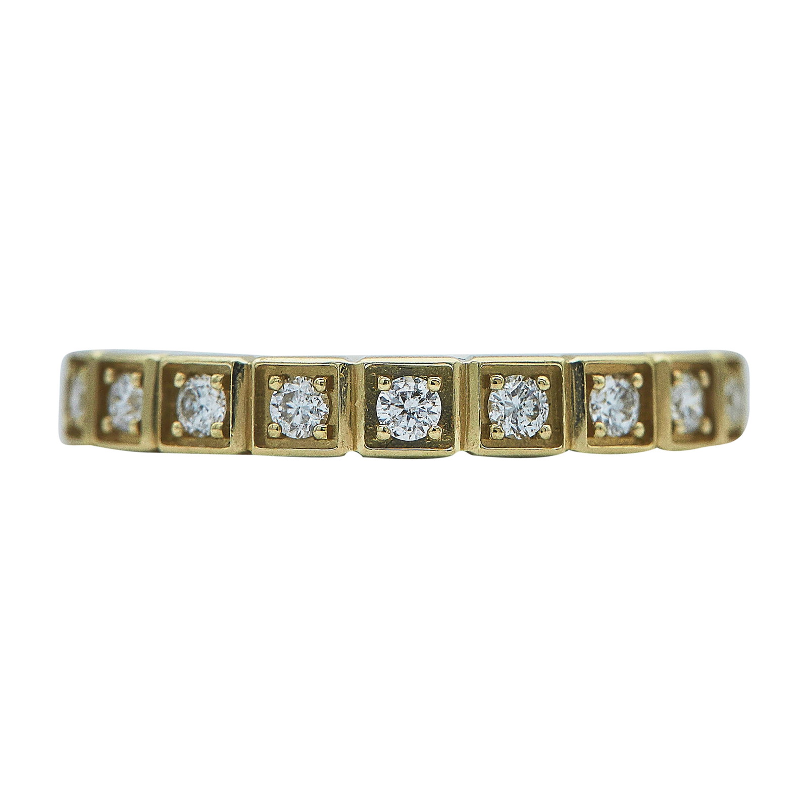 EFFY 14K Yellow Gold and Diamond Band Ring: BRAND: EFFY; METAL: 14K Yellow Gold; APPROXIMATE TOTAL DIAMOND WEIGHT: 0.18 ctw; STAMPED: EFFY, 14K; CONDITION: Pre-owned, Very Good; ITEM WEIGHT (GRAMS): 2.4 g; MEASUREMENTS: Ring size 7