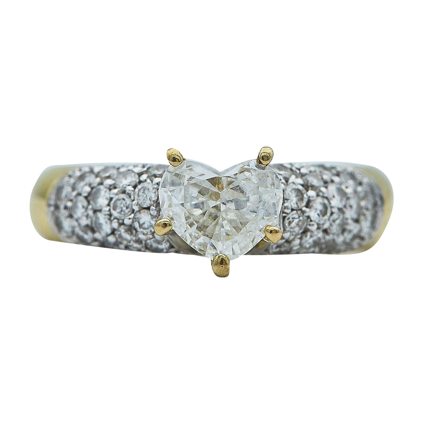 18K Yellow Gold and Heart Cut Diamond Ring (1 of 3)
