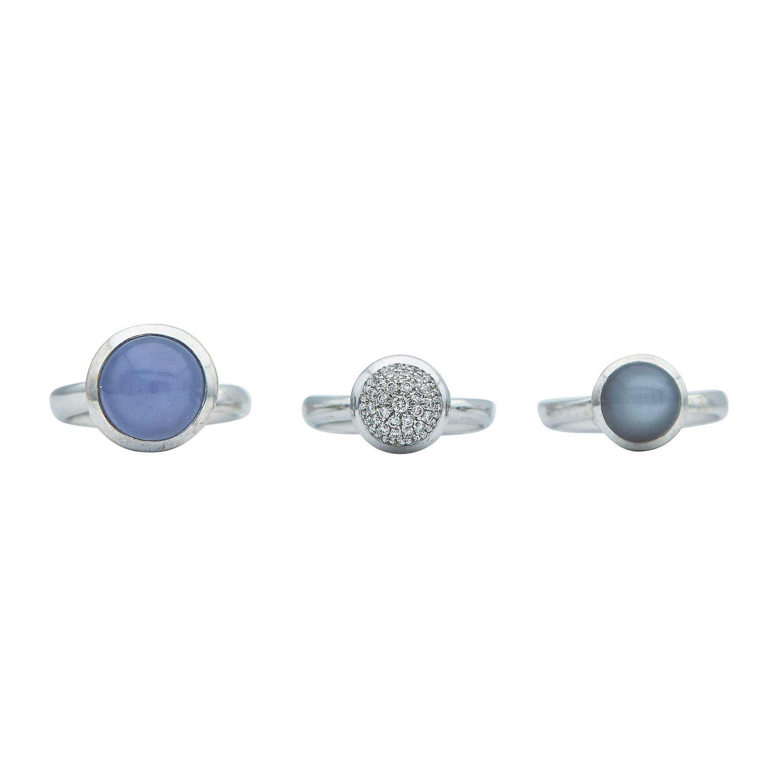 Tamara Comolli 18K White Gold Chalcedony, Moonstone and Diamond Ring Set (1 of 9)