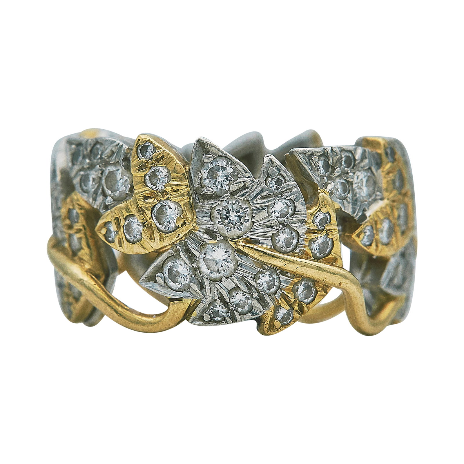 Jean Schlumberger for Tiffany & Co. 18K Yellow Gold and Platinum Diamond "Four Leaves" Ring (1 of 4)