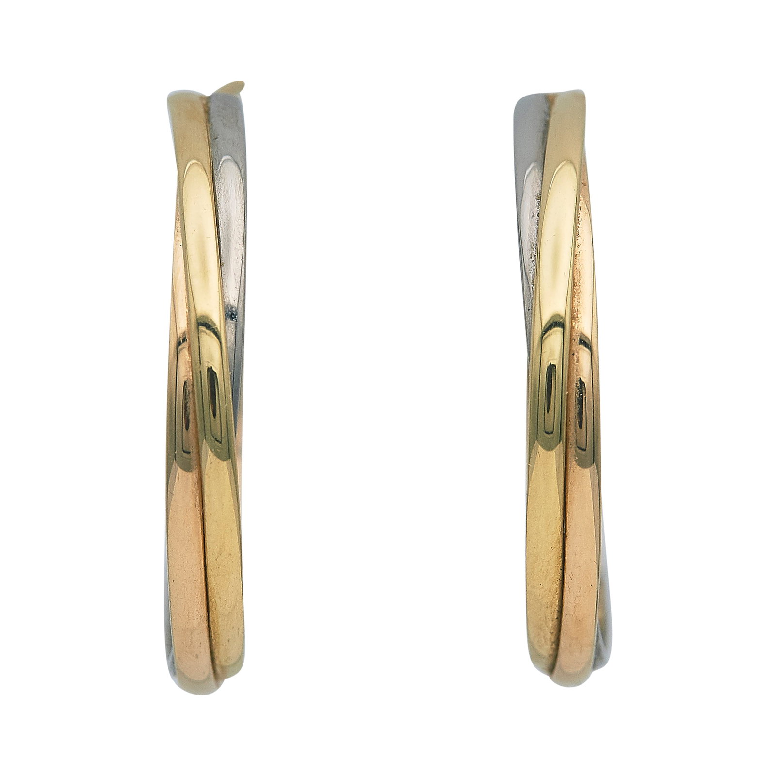 Cartier Trinity 18K Tri-Color Gold Hoop Earrings (1 of 3)