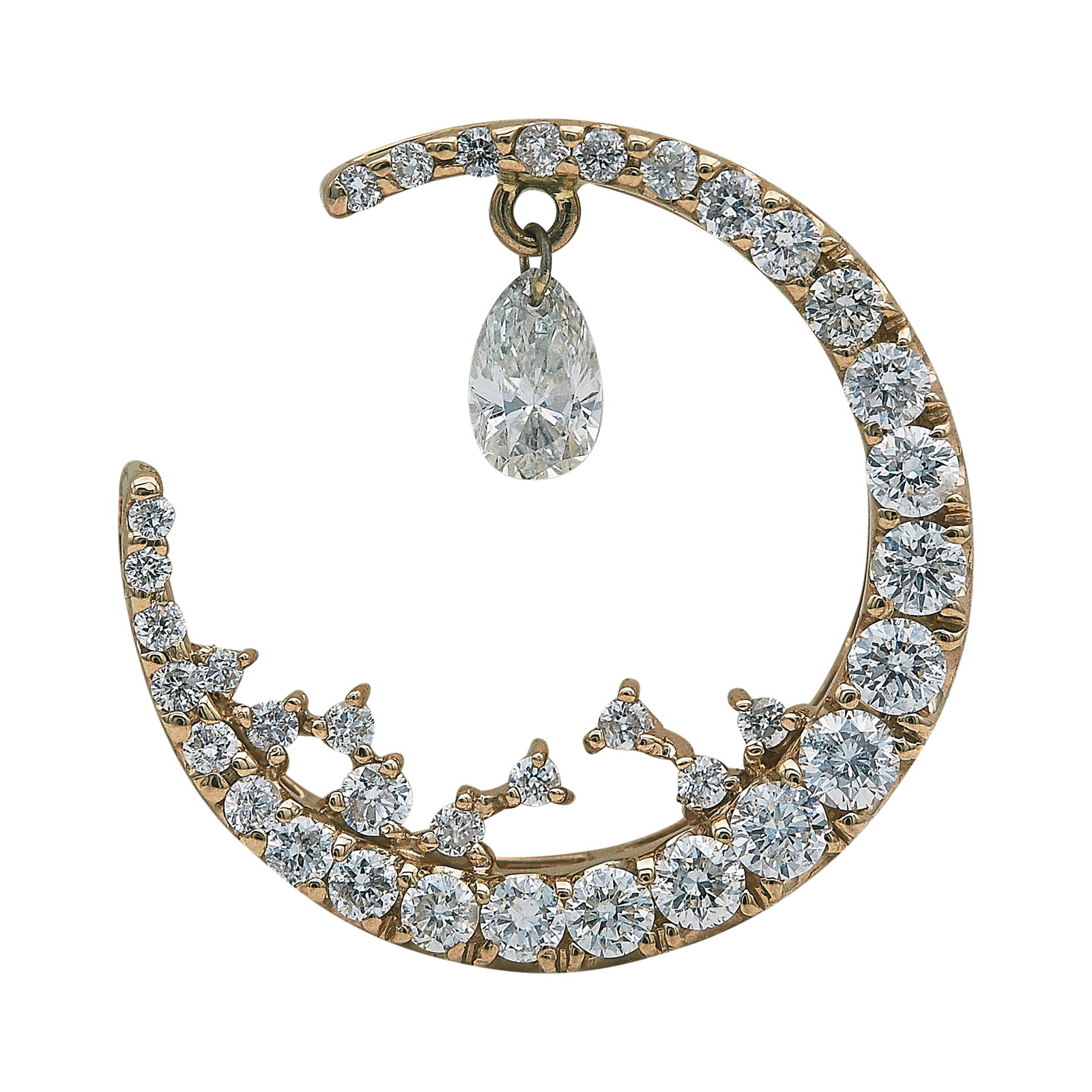 18K Yellow Gold and Diamond Crescent Moon Pendant (1 of 3)