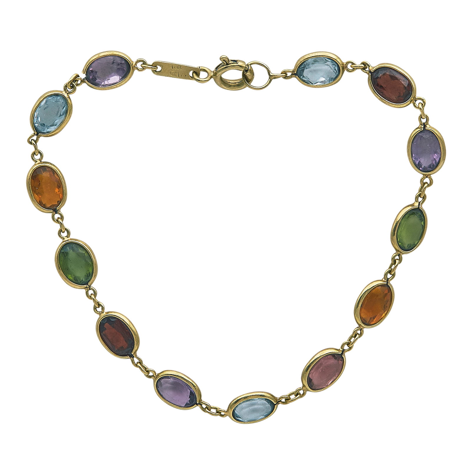 18K Yellow Gold and Multi-Colored Gemstone Bracelet (1 of 3)