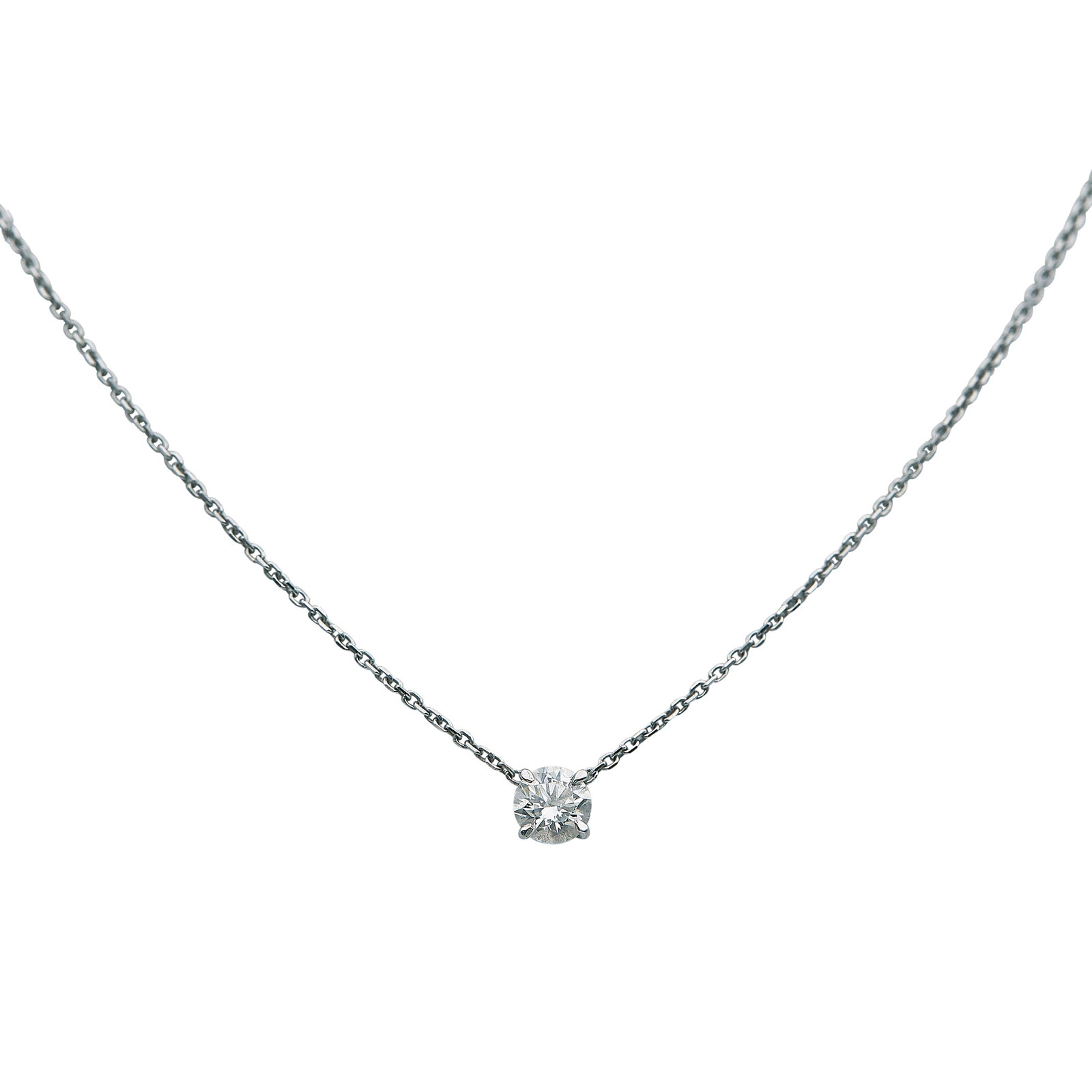 14K White Gold Diamond Solitaire Pendant Necklace (1 of 4)