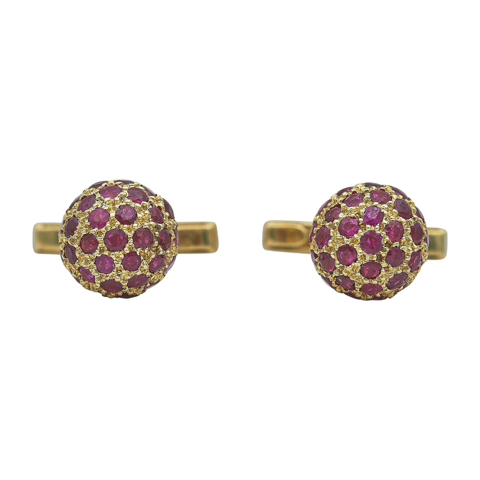 18K Yellow Gold and Ruby Pave Cufflinks (1 of 4)