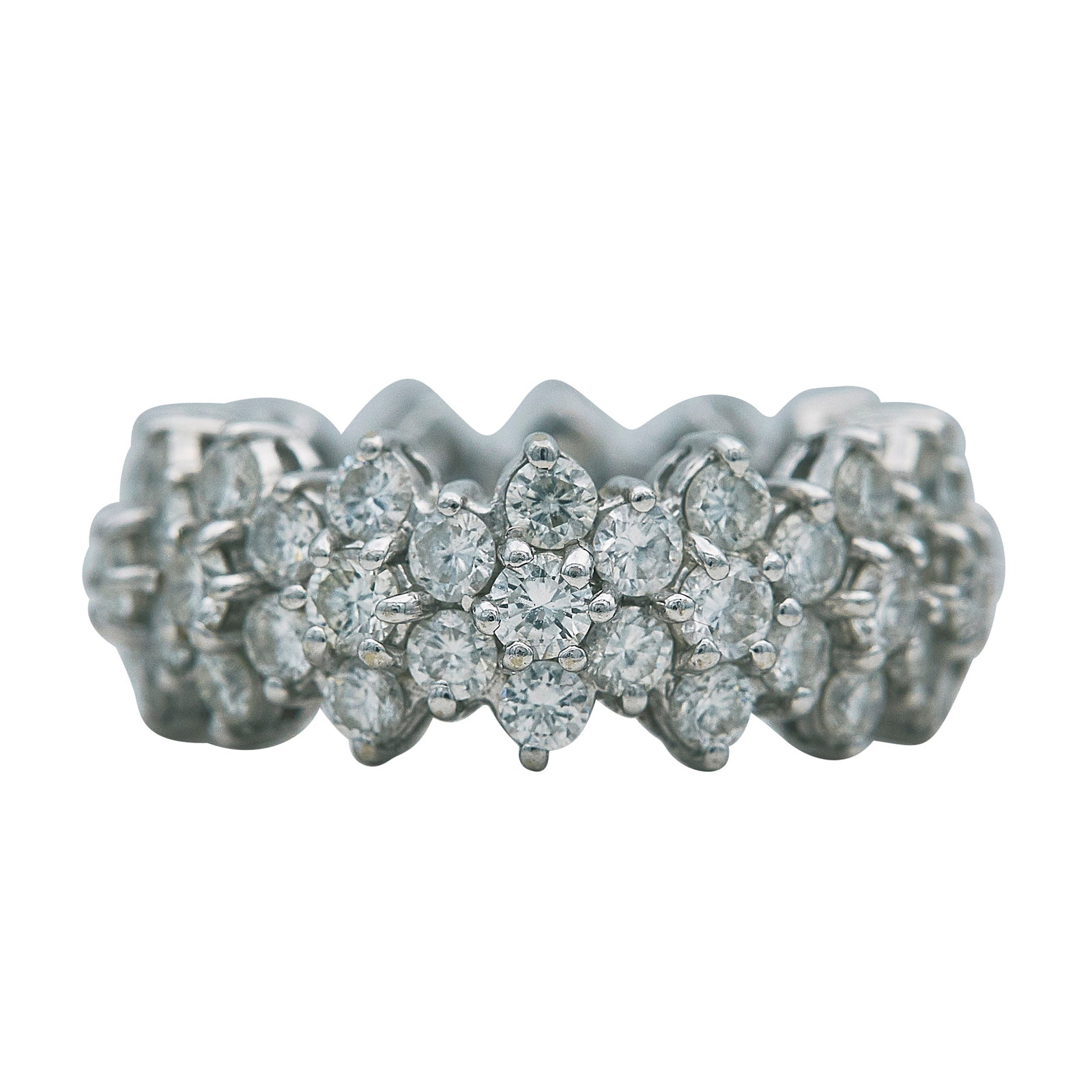 18K White Gold and Diamond Floral Eternity Band Ring (1 of 2)