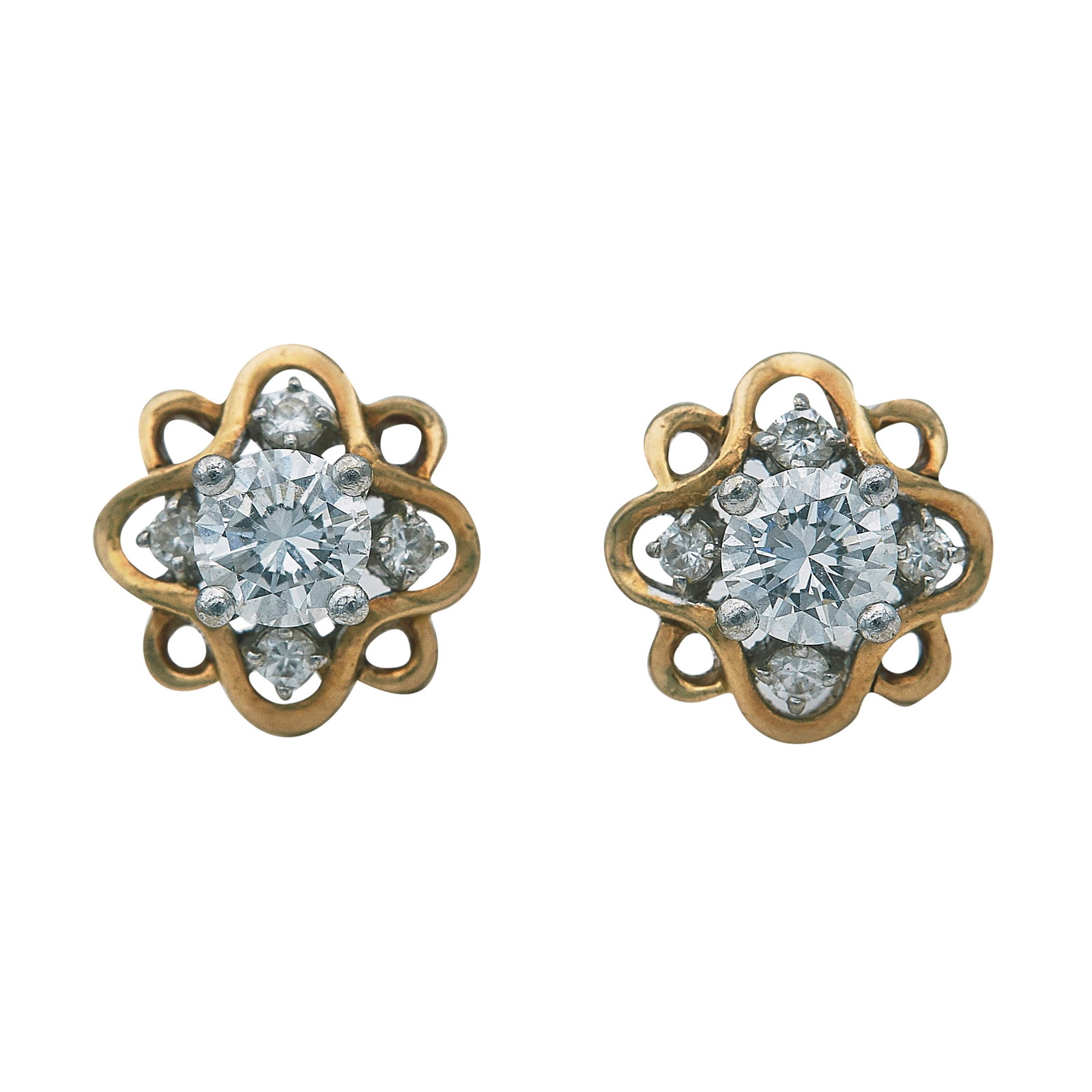 14K Yellow Gold and Diamond Stud Earrings (1 of 3)