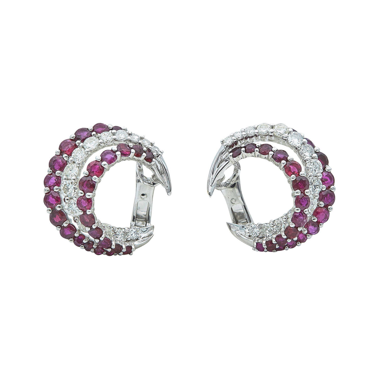 18K White Gold Ruby and Diamond Hoop Earrings (1 of 3)