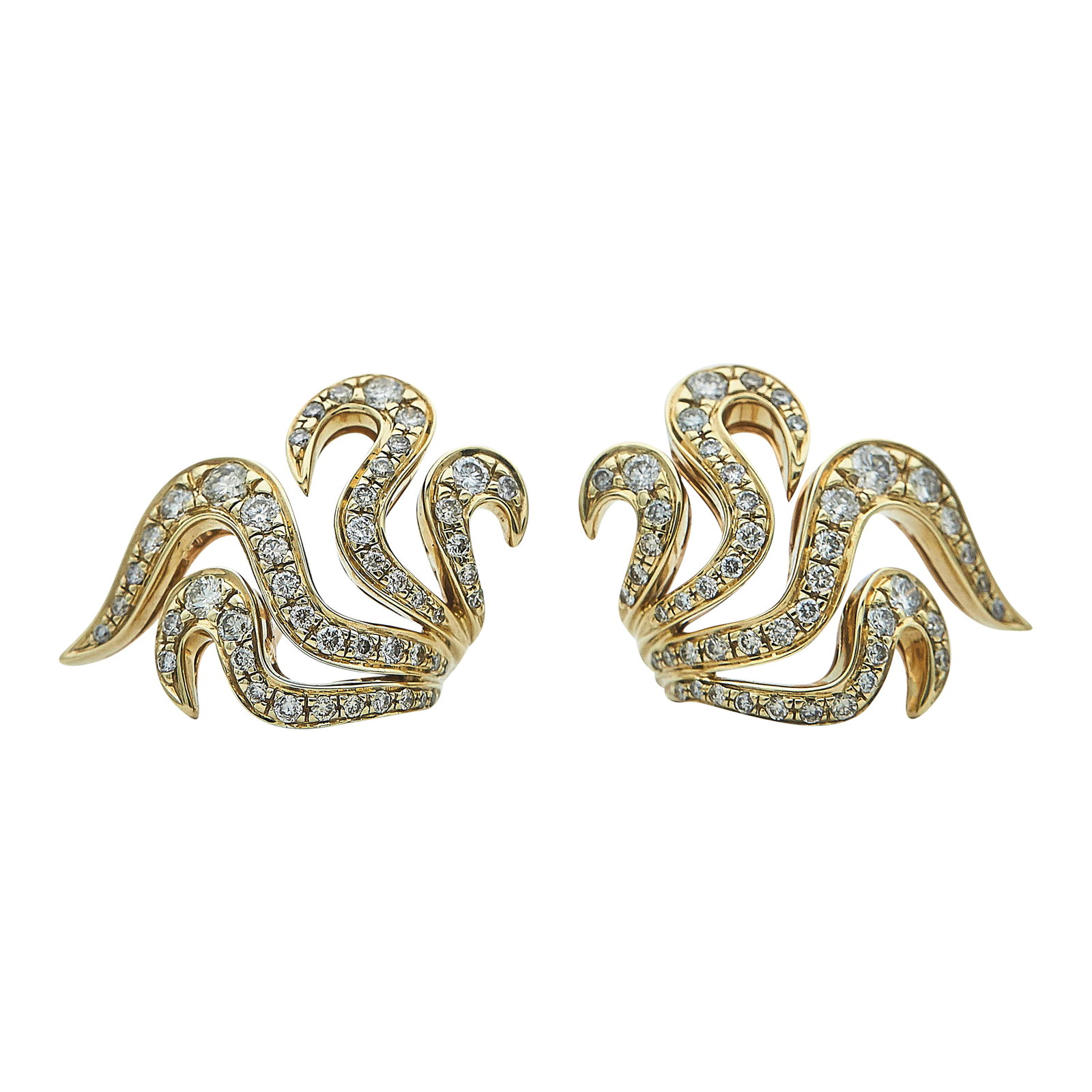H. Stern 18K Rose Gold and Diamond Swirl Earrings (1 of 3)