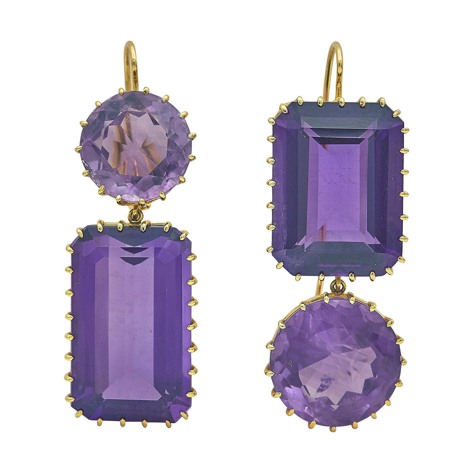 Renee Lewis 18K Yellow Gold and Amethyst Pendant Earrings (1 of 3)
