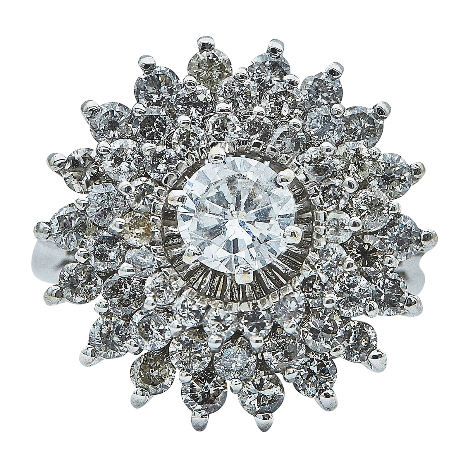 14K White Gold and Diamond Cluster Ring (1 of 3)