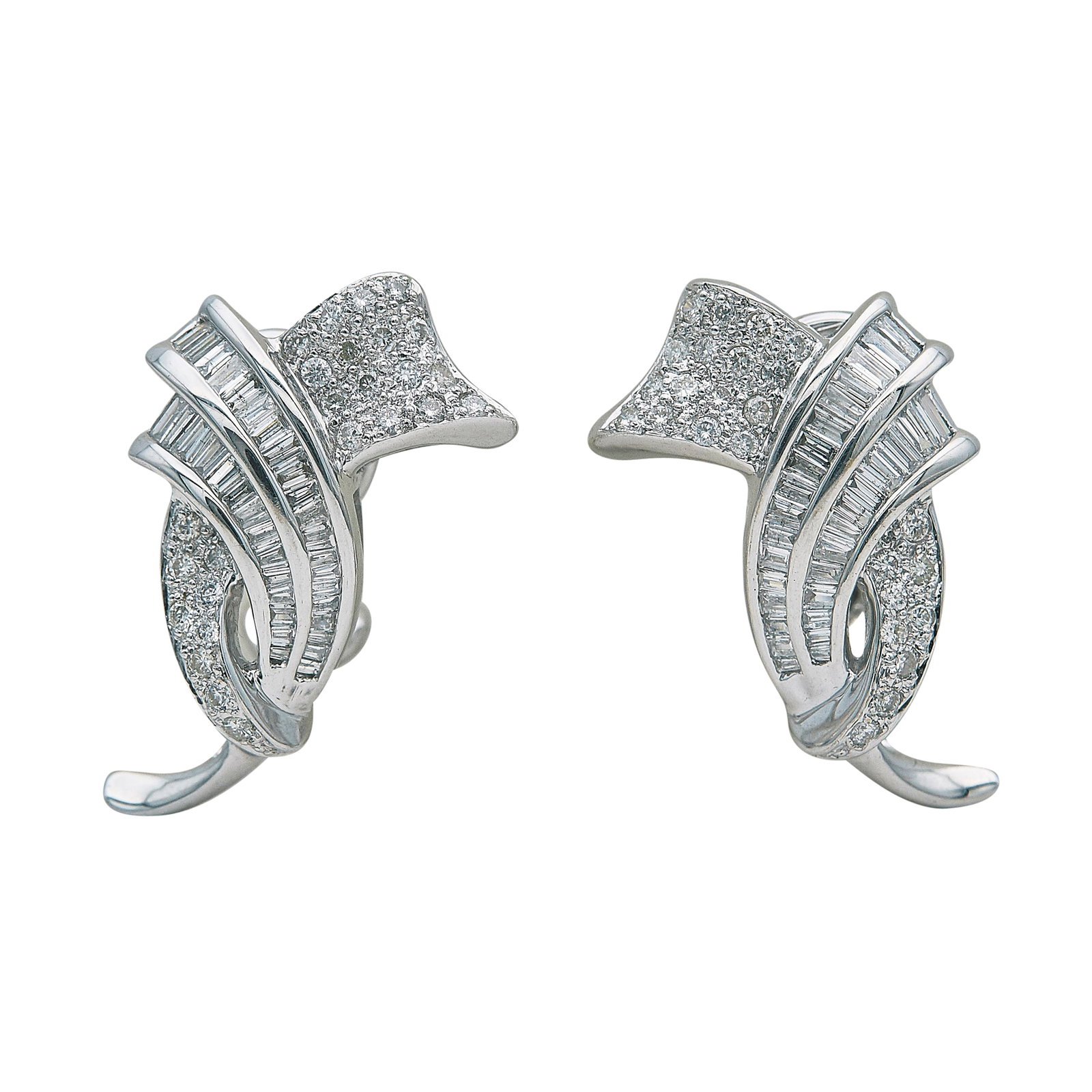 18K White Gold Pave and Channel Set Diamond Earrings (1 of 3)