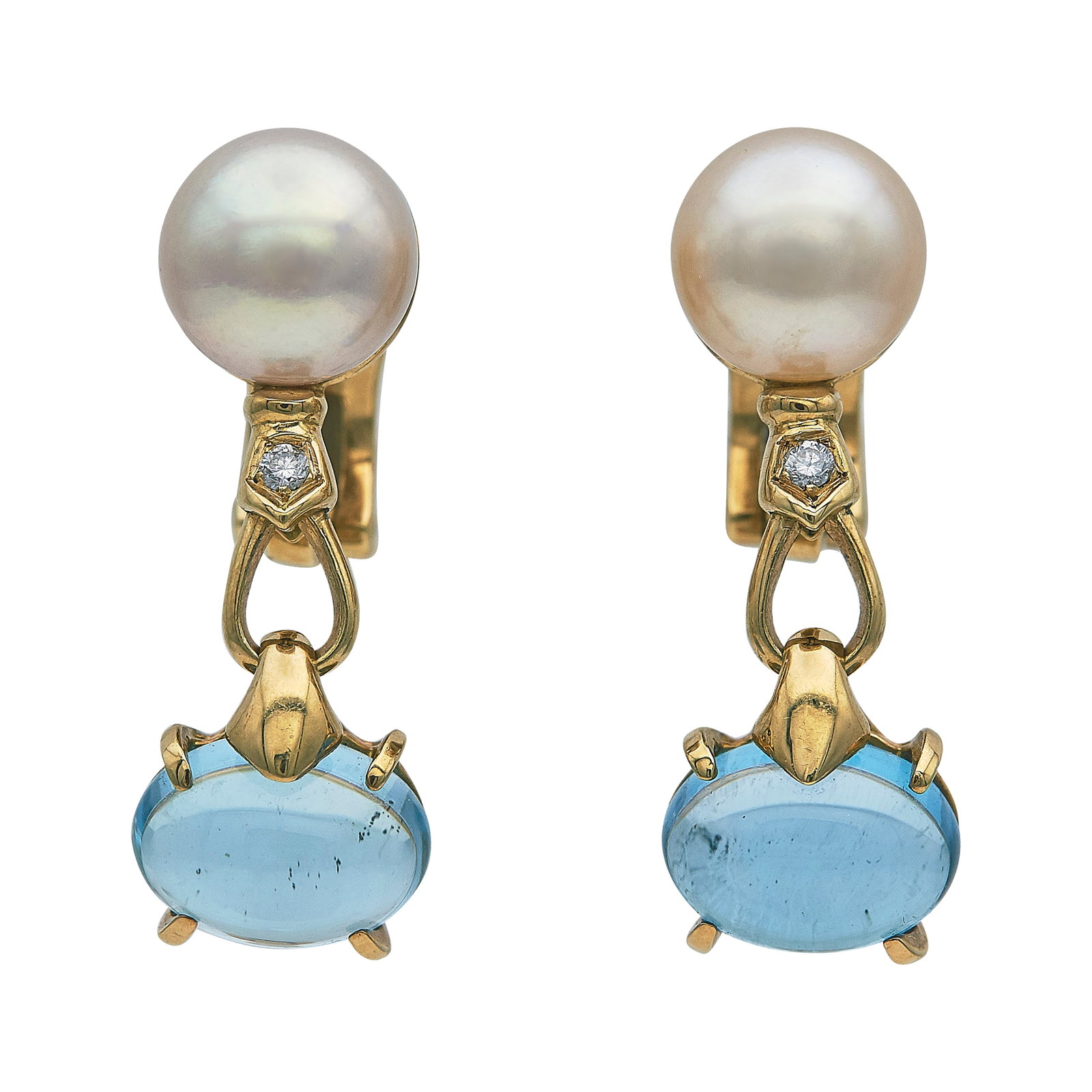 Bulgari Bvlgari Allegra 18K Yellow Gold Topaz, Akoya Pearl, and Diamond Drop Earrings (1 of 4)