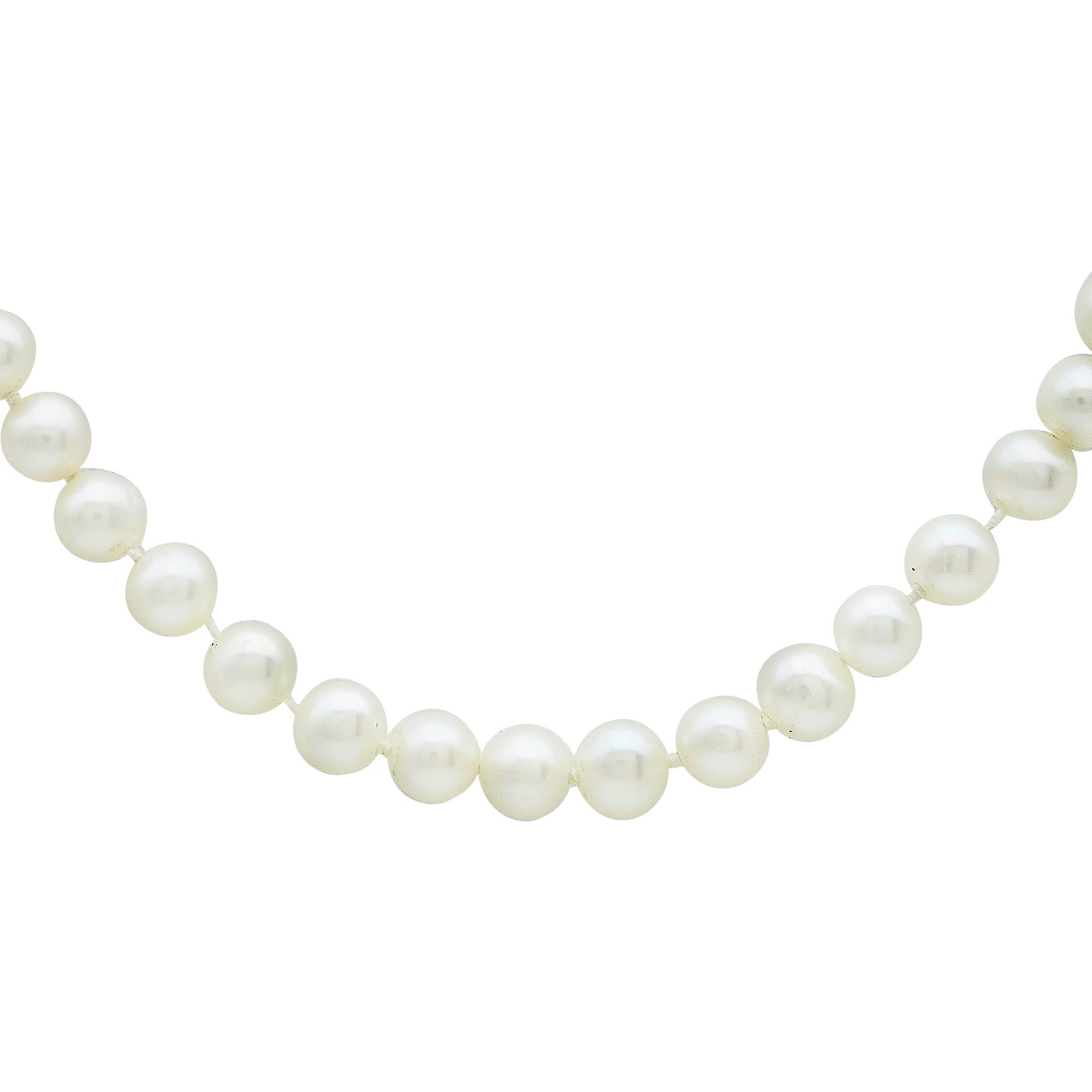 H. Stern 18K White Gold Pearl and Diamond Necklace: BRAND: H. Stern; METAL: 18K White Gold; APPROXIMATE TOTAL DIAMOND WEIGHT: 0.04 ctw; GEMSTONES: Pearls approx. 5.00 mm in diameter; STAMPED: Maker's Mark, 750; CONDITION: Pre-owned, Very Good; ITEM WEI