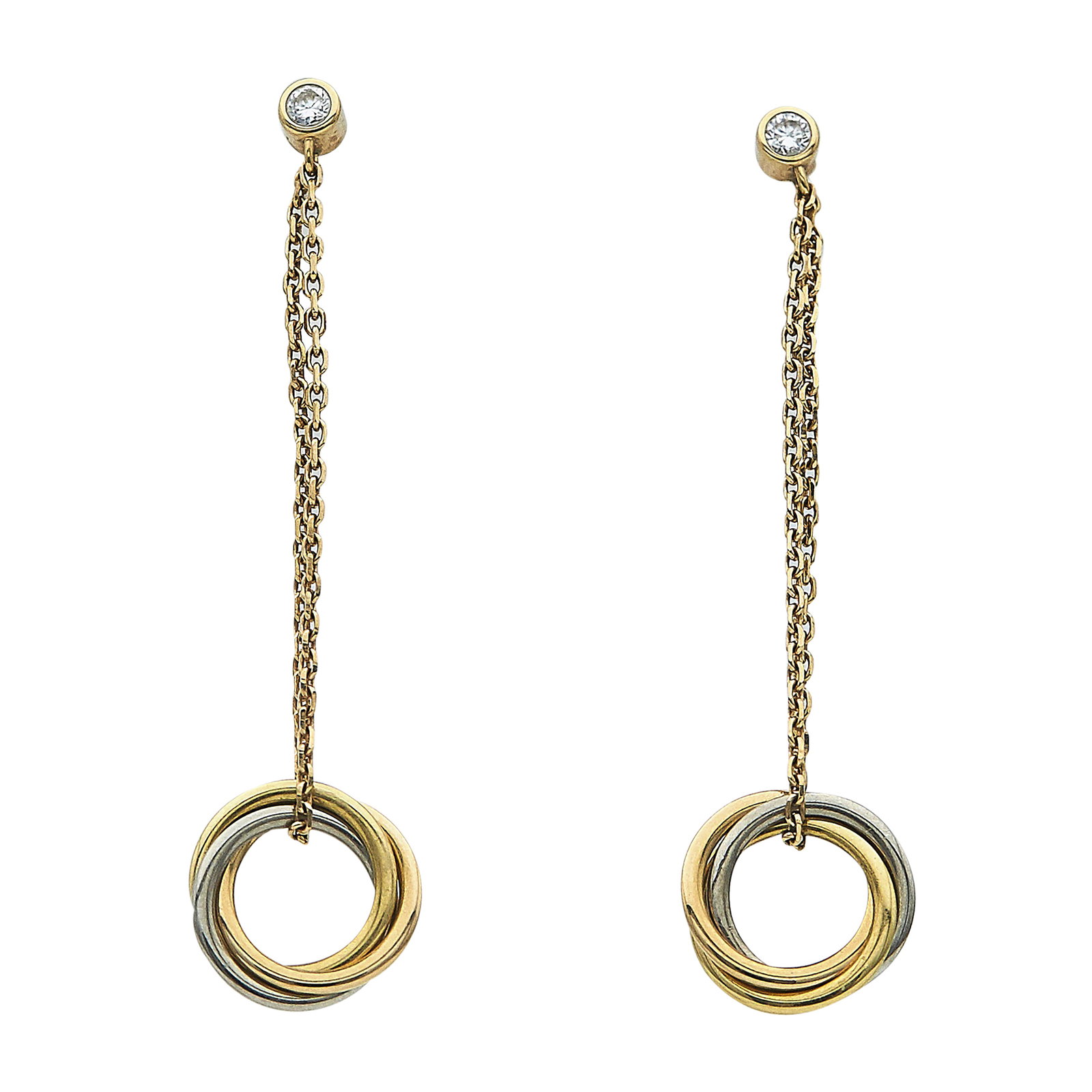 Cartier Trinity 18K Tri-Color Gold Drop Earrings (1 of 4)