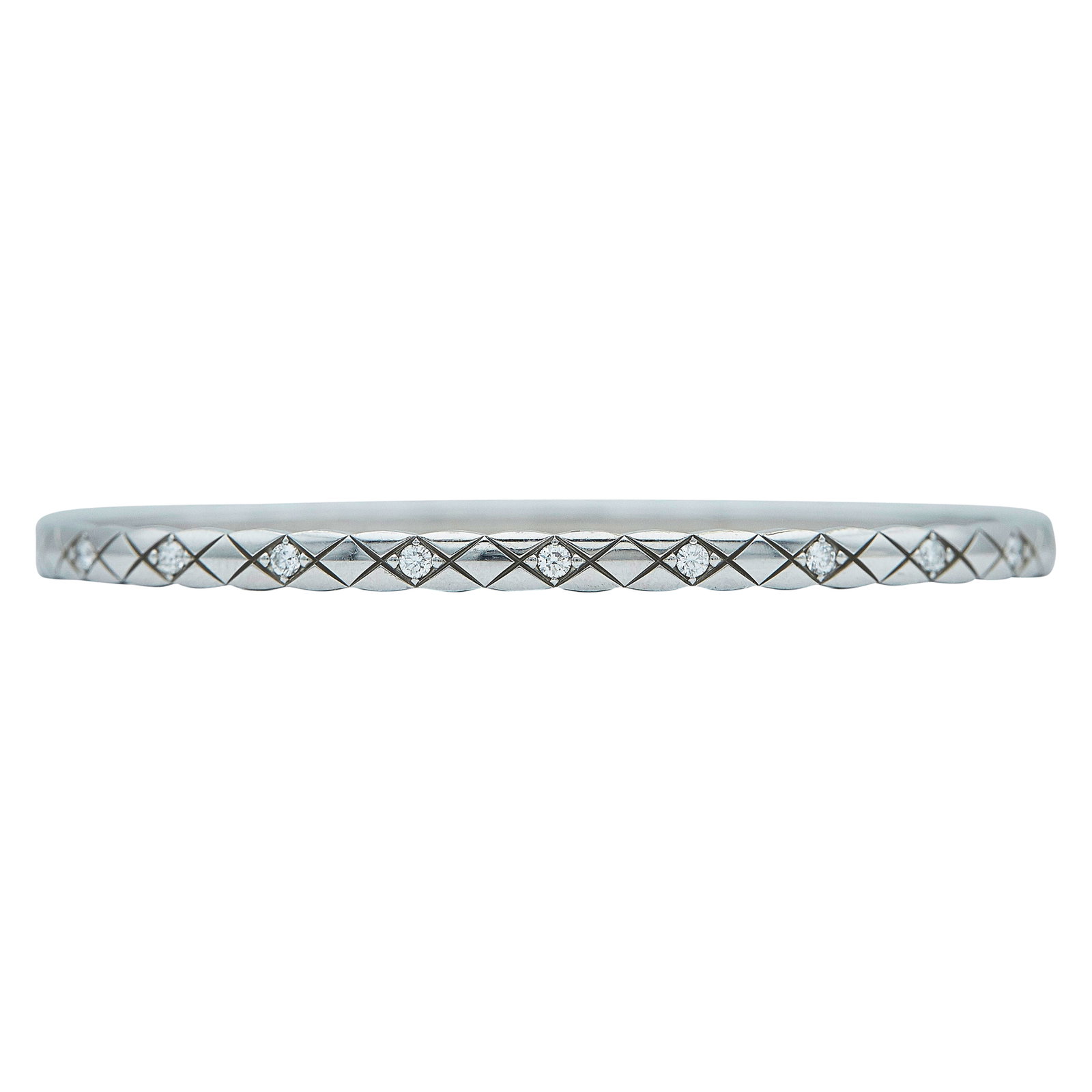 Chanel Coco Crush 18K White Gold and Diamond Mini Model Bangle Bracelet (1 of 3)