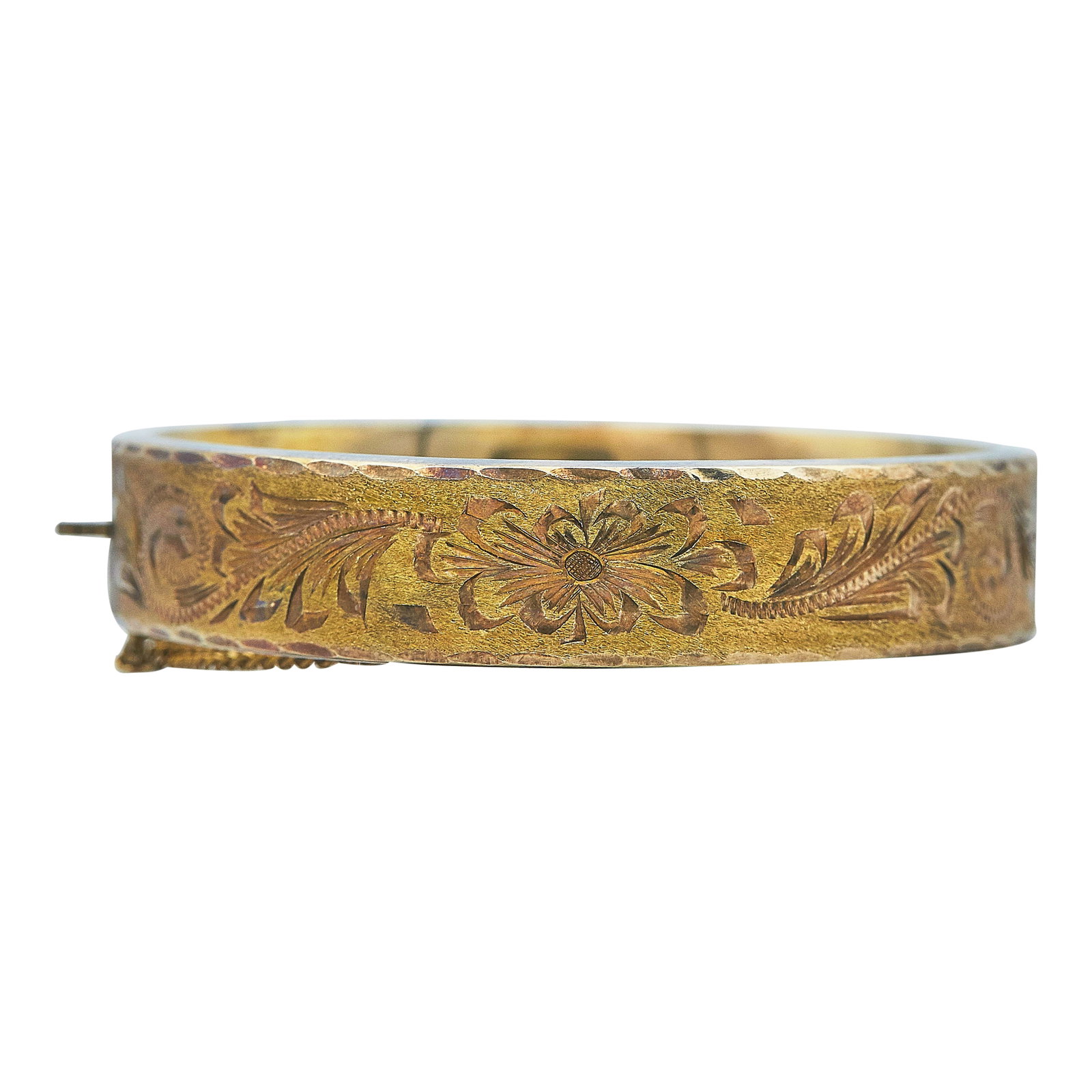 Vintage 14K Yellow Gold Floral Pattern Bangle Bracelet (1 of 3)