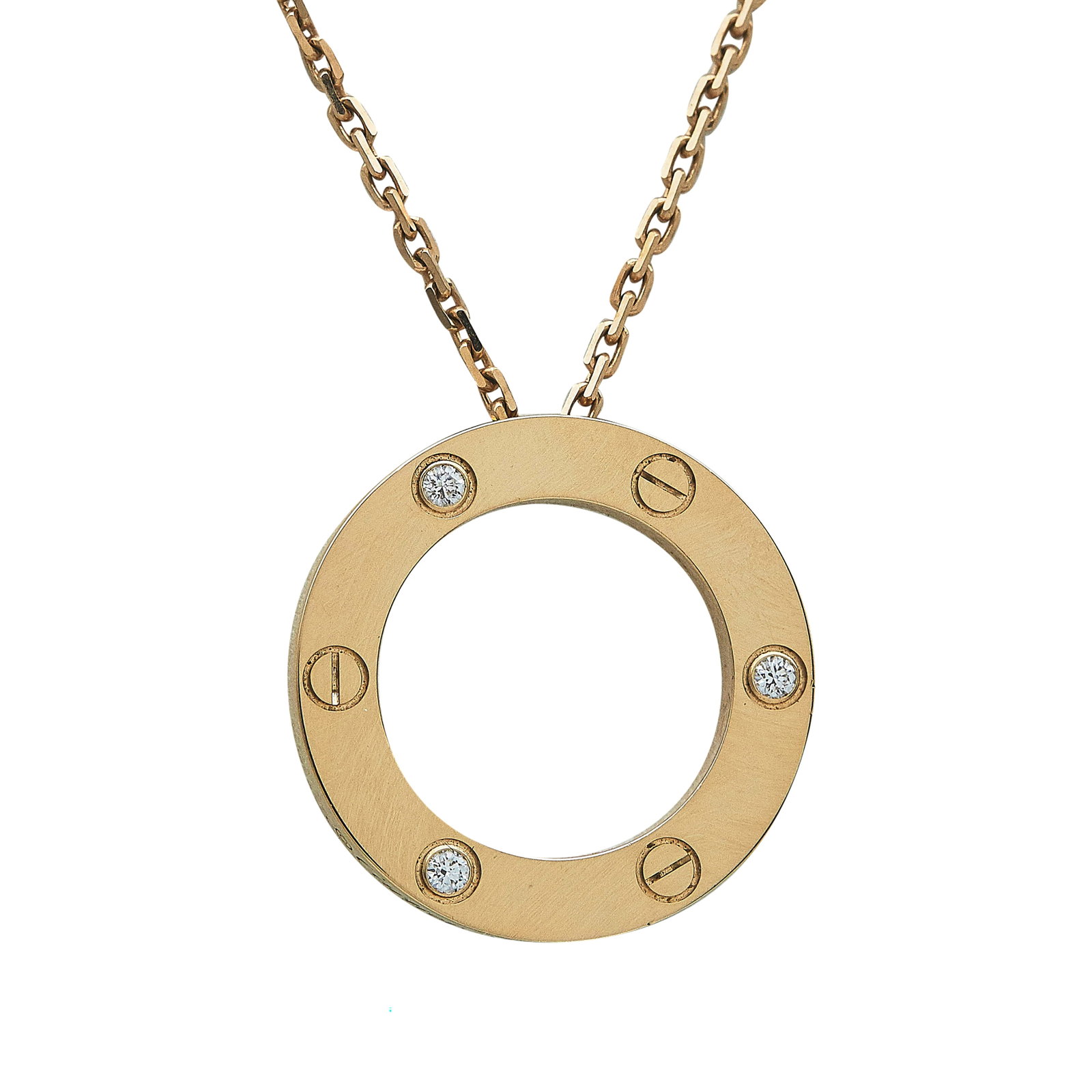 Cartier Love 18K Rose Gold and Diamond Pendant Necklace (1 of 6)