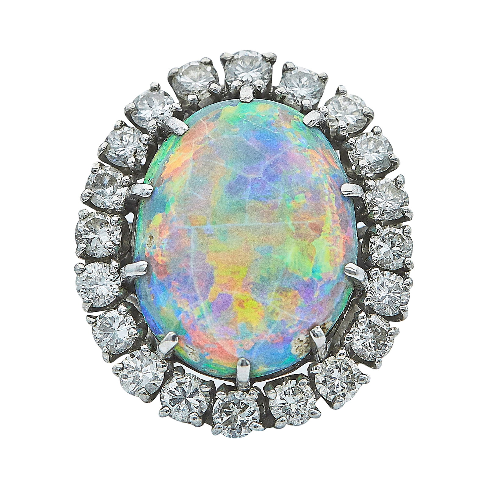 18K White Gold Opal and Diamond Cocktail Ring (1 of 3)