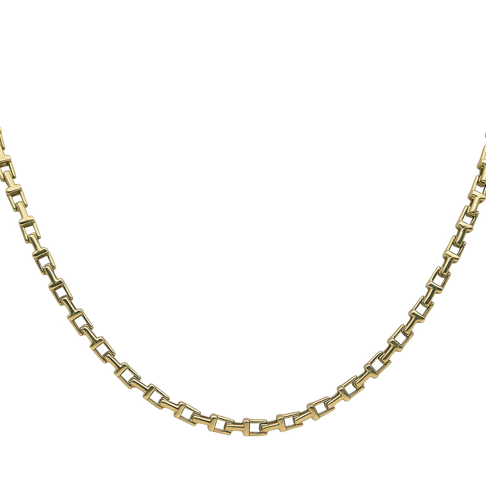 Tiffany & Co. 18K Yellow Gold Chain Necklace: BRAND: Tiffany & Co.; METAL: 18K Yellow Gold; STAMPED: Au750, Italy, ©T&Co.; CONDITION: Pre-owned, Very Good; ITEM WEIGHT (GRAMS): 34.2 g; MEASUREMENTS: Necklace 19 3/4 inches long