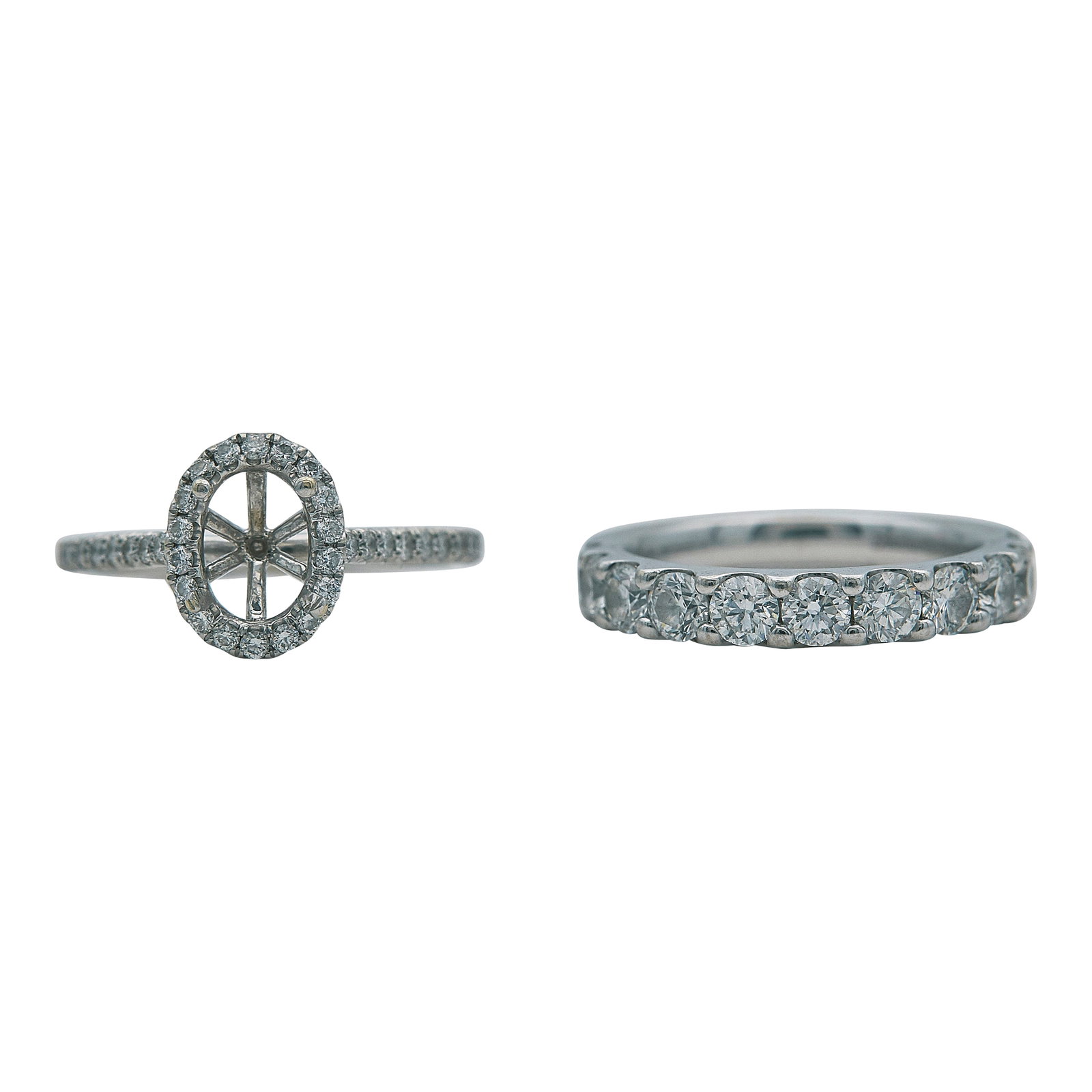 14K White Gold Diamond Band and Ring Setting (1 of 4)