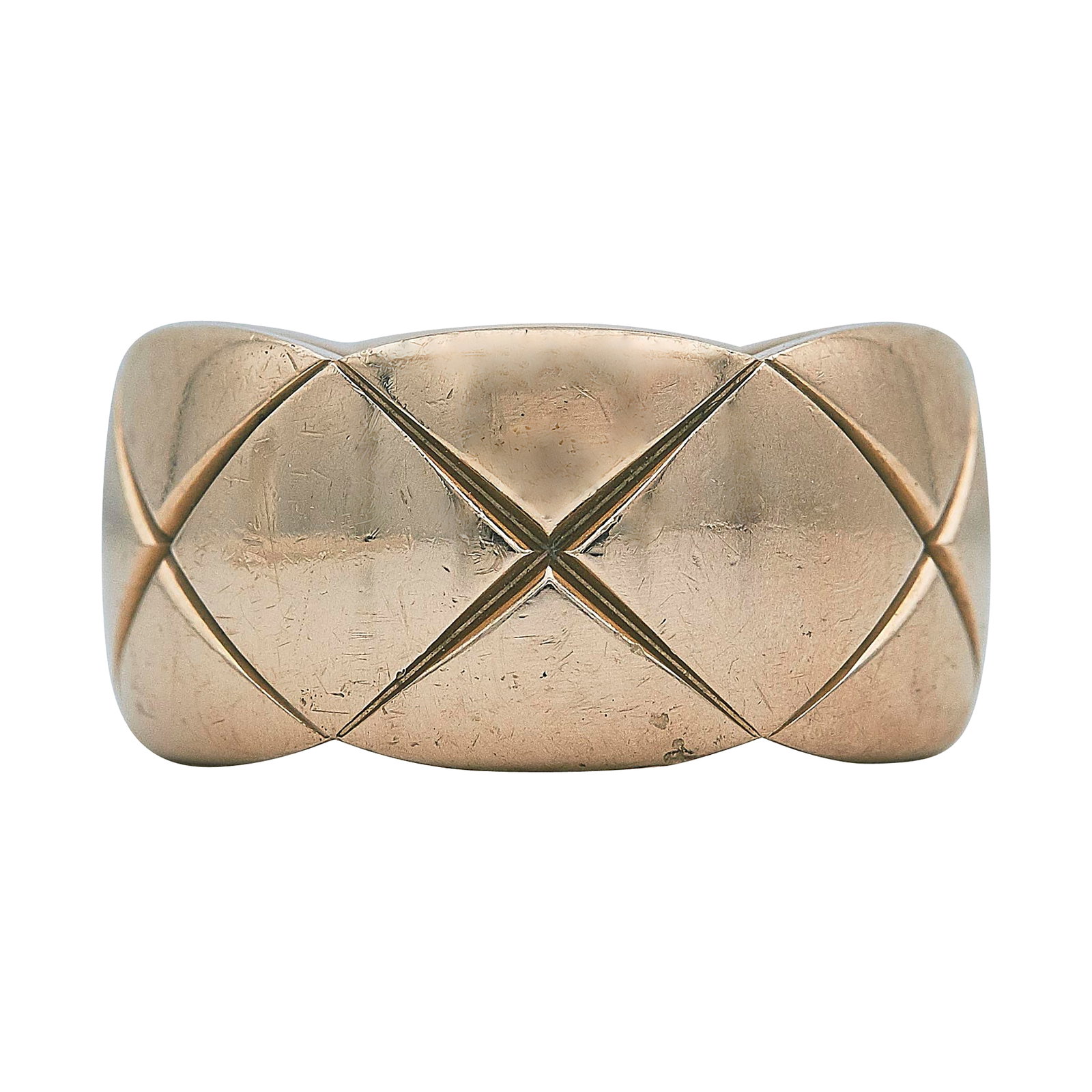 Chanel Coco Crush 18K Rose Gold Band Ring: BRAND: Chanel; COLLECTION: Coco Crush; METAL: 18K Rose Gold; STAMPED: 54, © Chanel, serial number, Au750, Swiss marks, Maker's Mark; CONDITION: Pre-owned, Very Good; ITEM WEIGHT (GRAMS): 12.7 g; MEAS