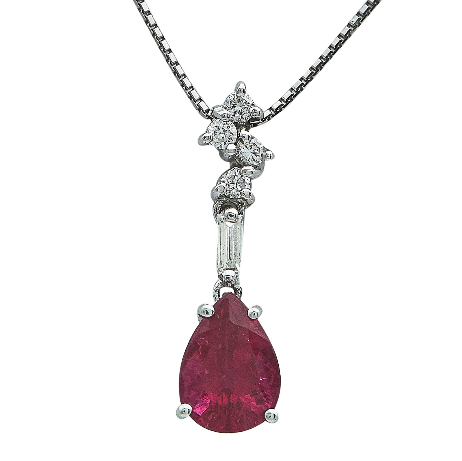 H. Stern 18K White Gold Pink Sapphire and Diamond Pendant Necklace (1 of 4)