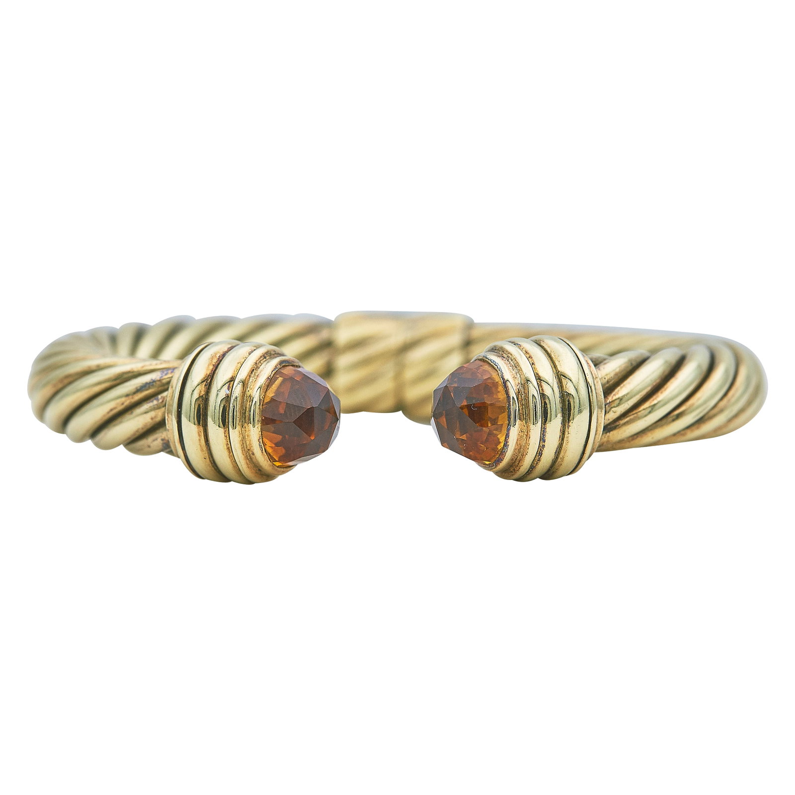 David Yurman Cable 14K Yellow Gold and Citrine Hinged Cuff Bracelet (1 of 4)