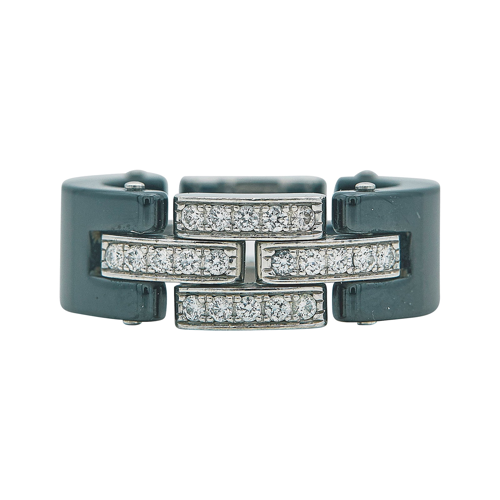 Cartier Maillon Panthère 18K White Gold and Ceramic Ring (1 of 4)
