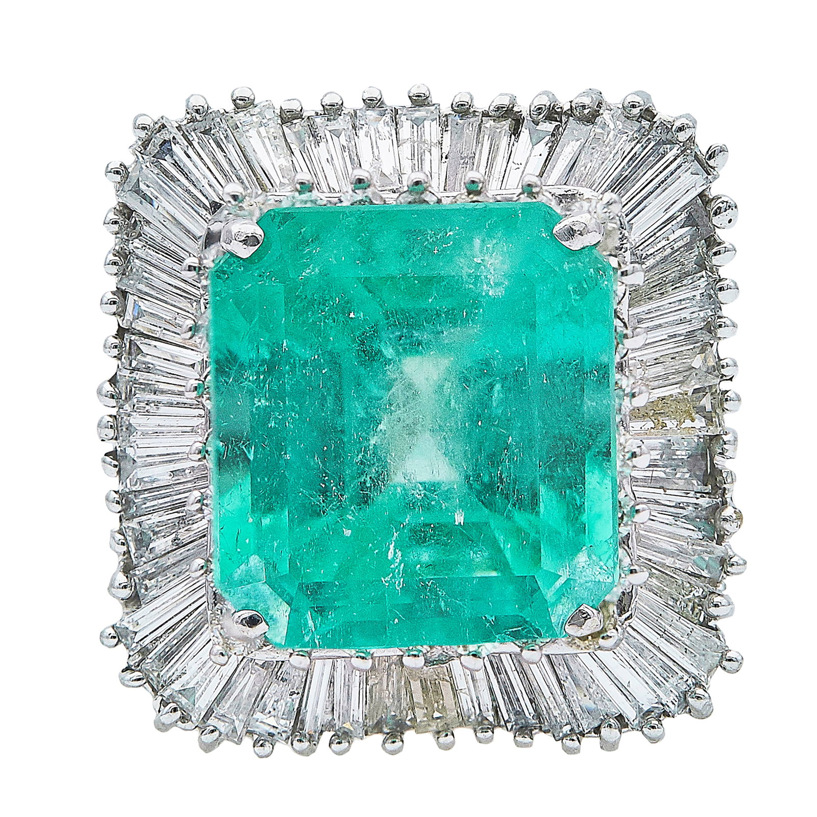 14K White Gold Emerald and Diamond Cocktail Ring (1 of 3)