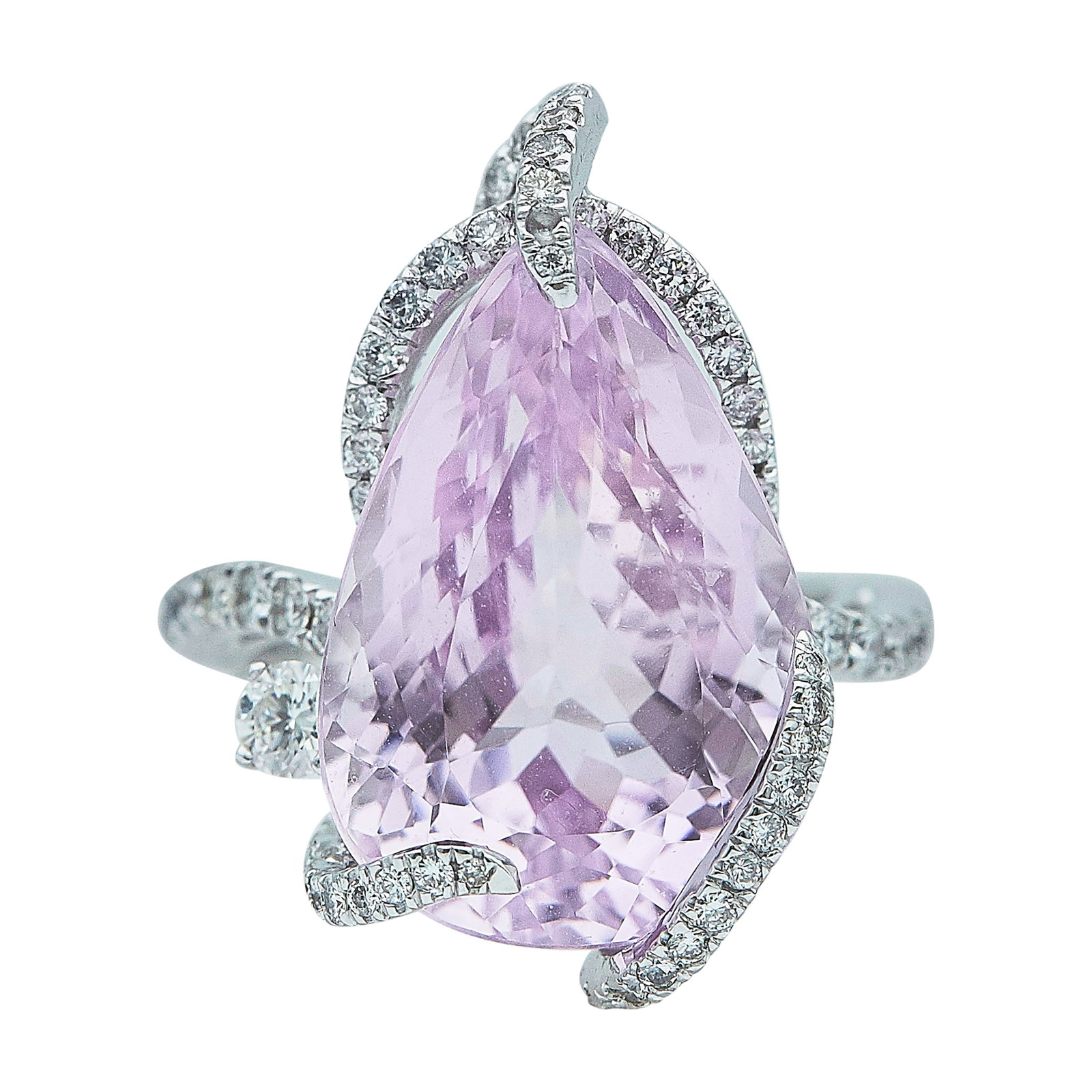 18K White Gold Kunzite and Diamond Ring (1 of 3)