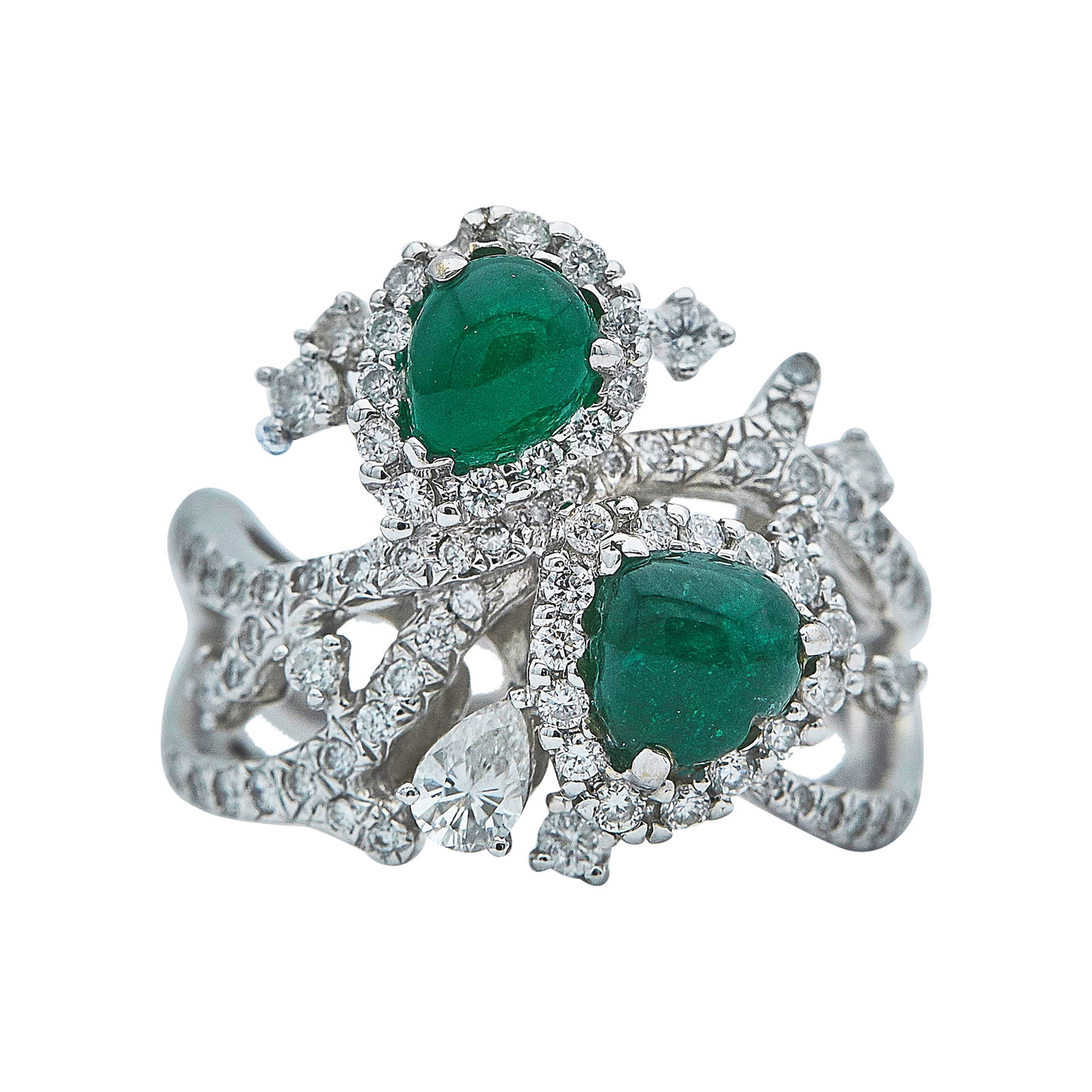 18K White Gold Emerald and Diamond Ring (1 of 3)