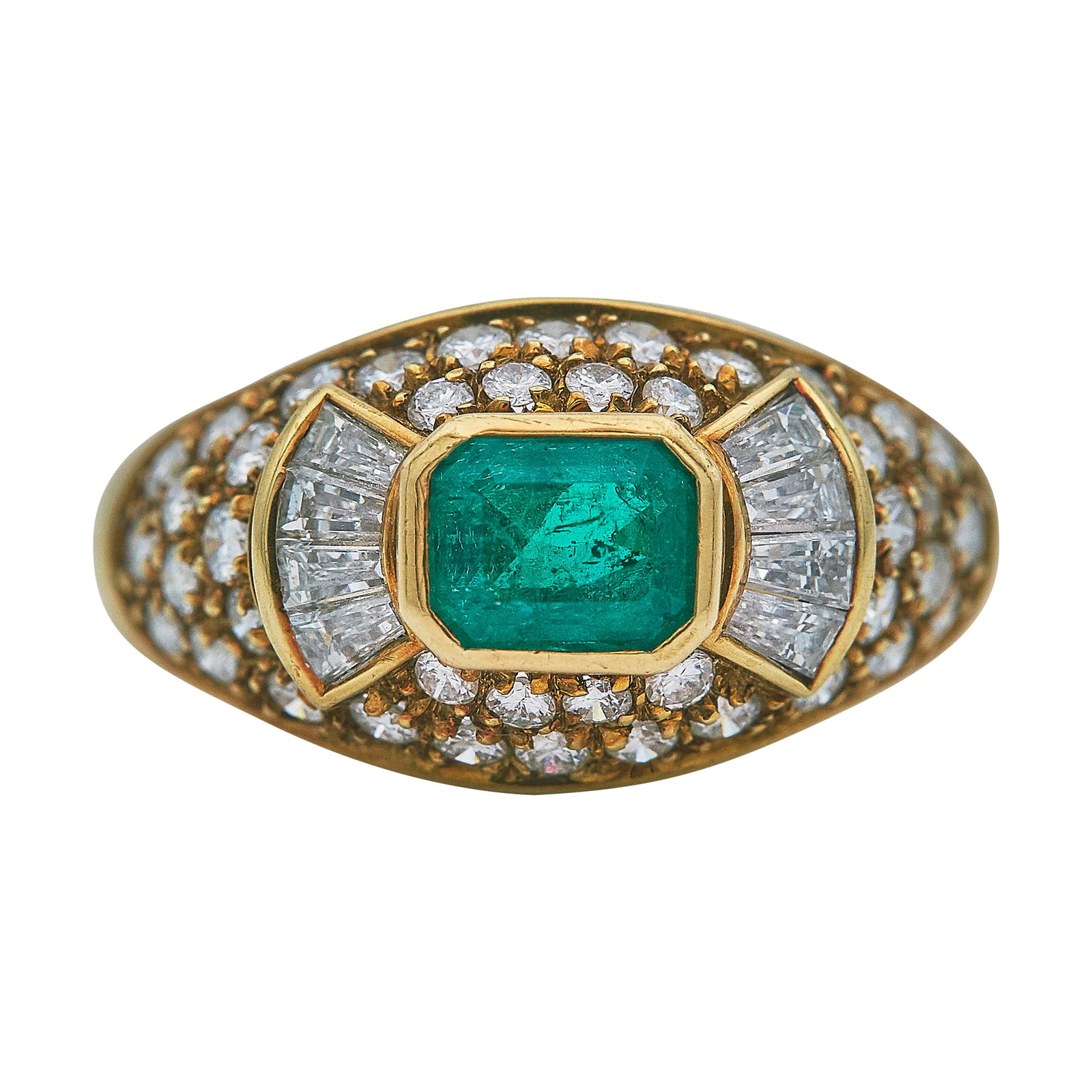 18K Yellow Gold Emerald and Diamond Ring (1 of 3)