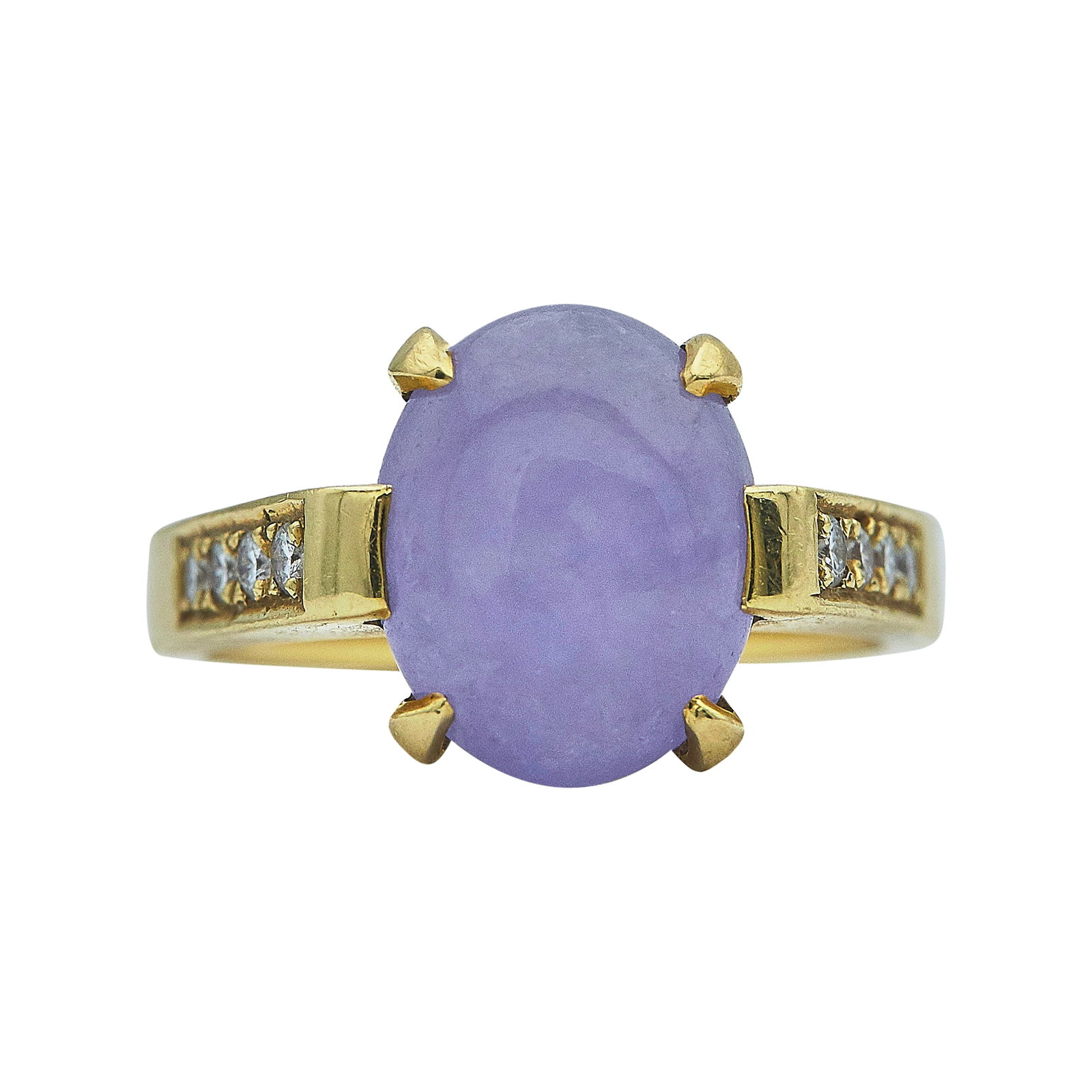 18K Yellow Gold Lavender Jade and Diamond Ring (1 of 3)