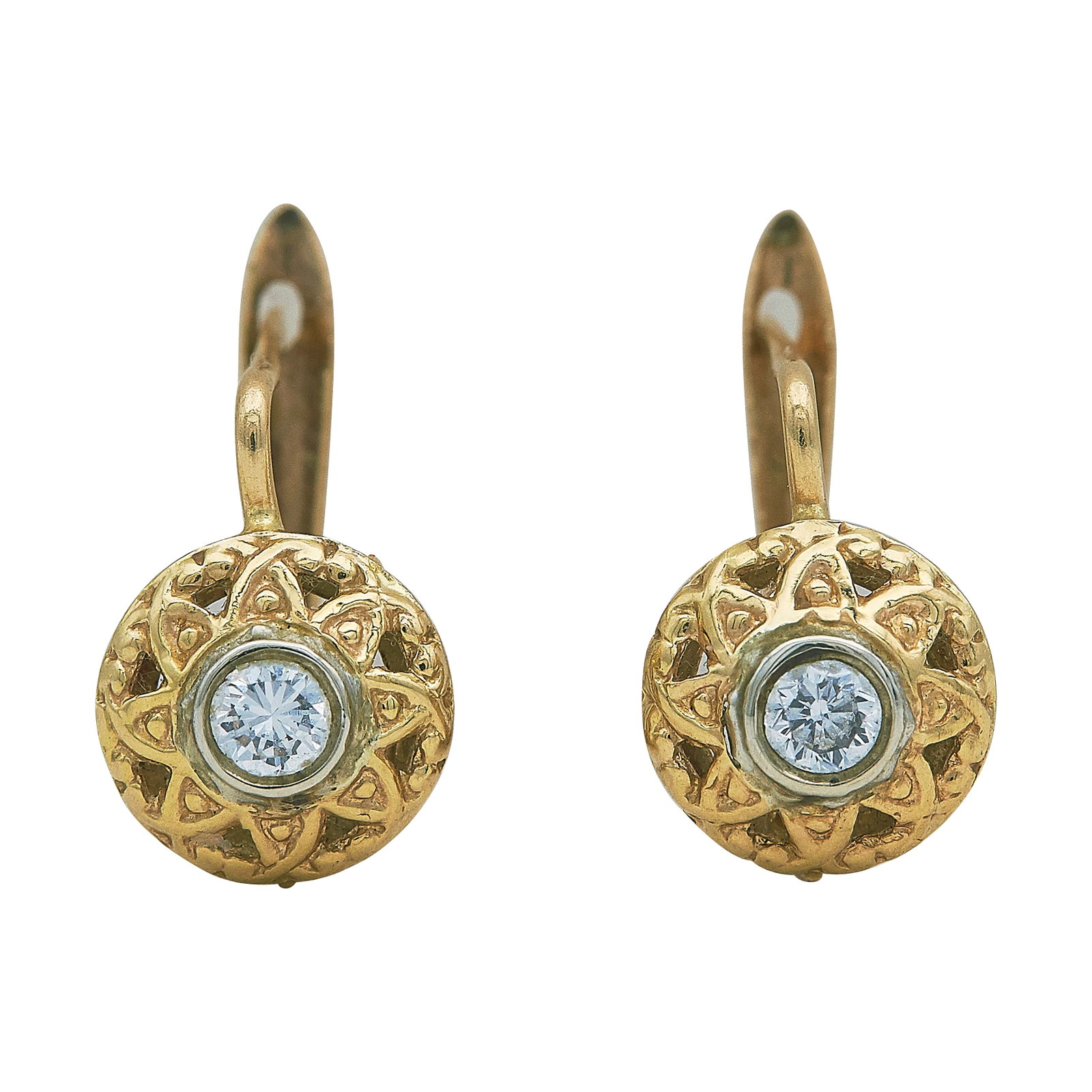 18K Yellow Gold and Diamond Earrings (1 of 3)