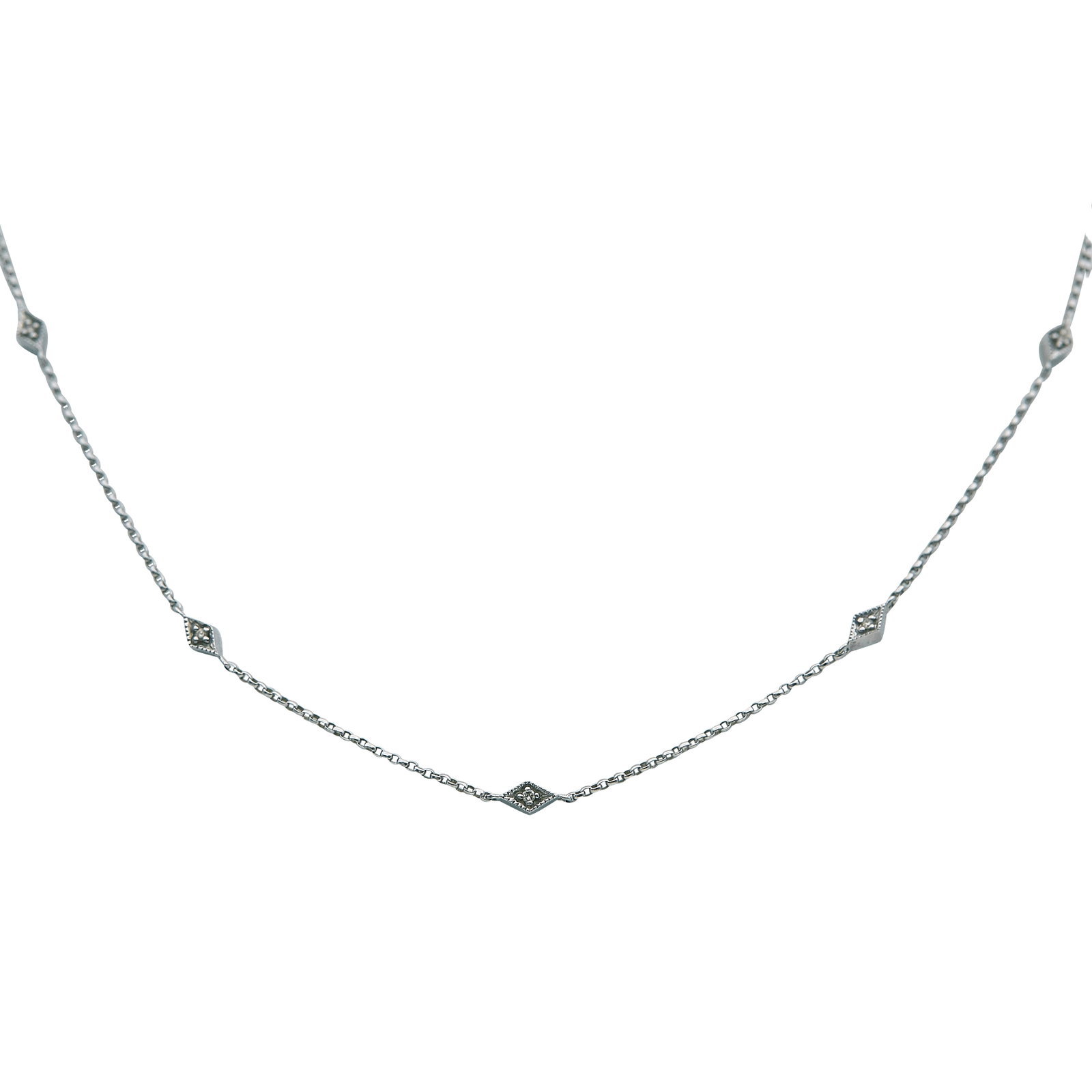 Gabriel & Co. 14K White Gold and Diamond Chain Link Necklace (1 of 4)