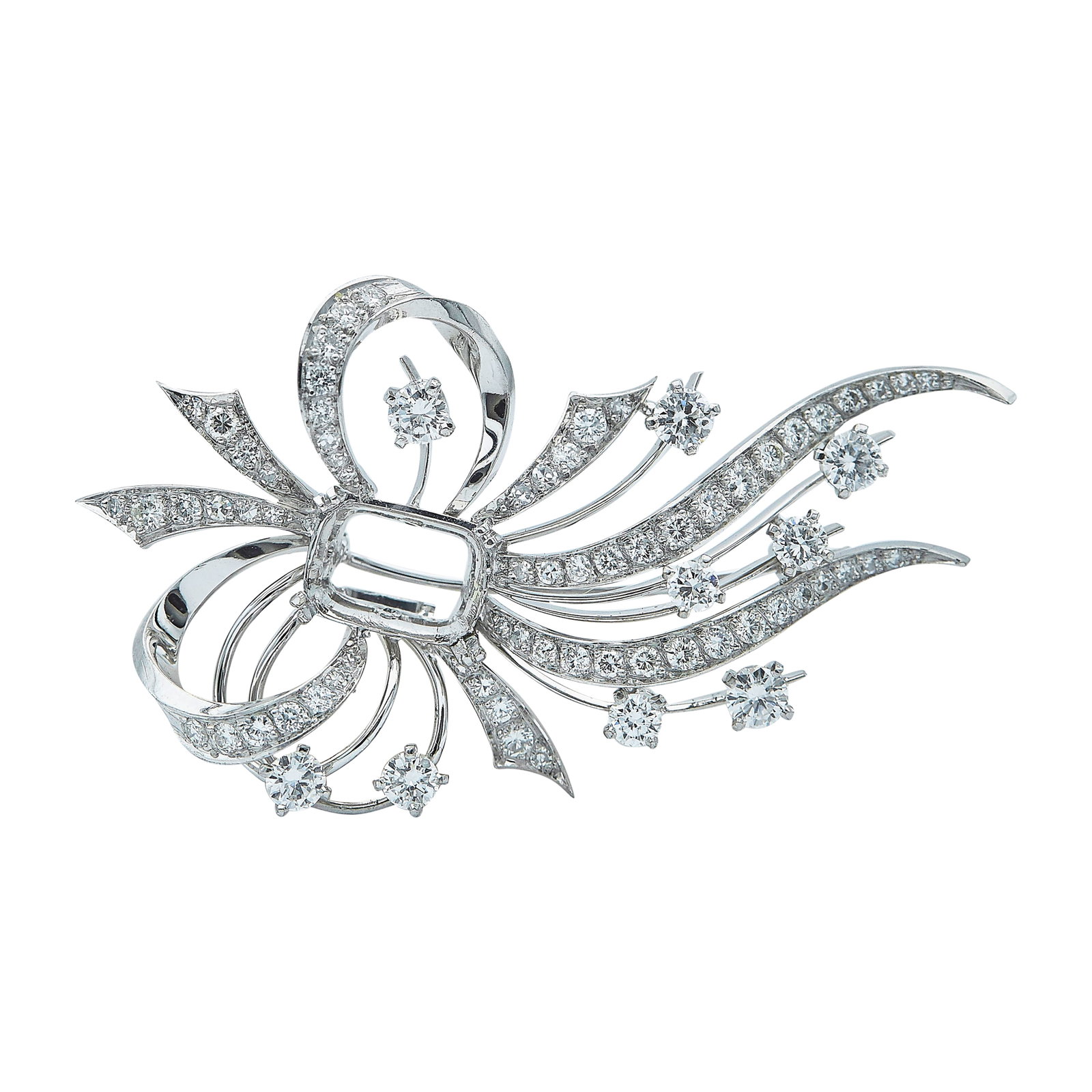 18K White Gold and Diamond Brooch Setting (1 of 3)
