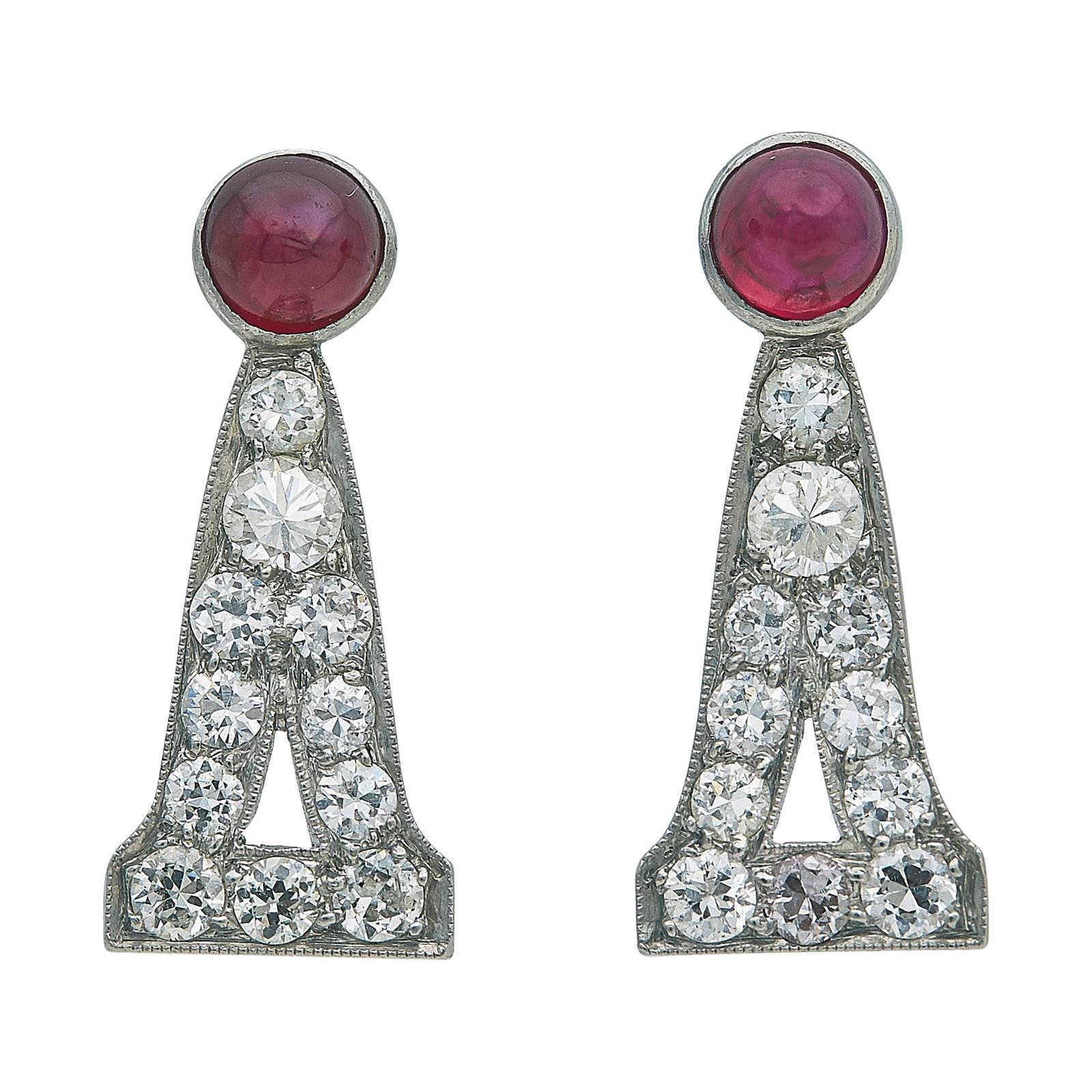 Platinum Ruby and Diamond Drop Earrings (1 of 3)