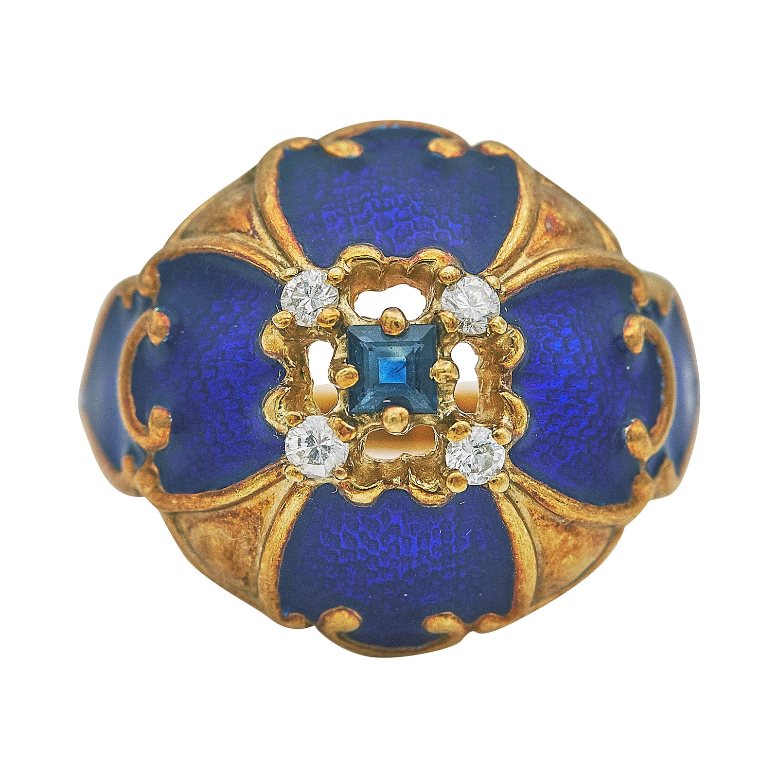 14K Yellow Gold Sapphire and Diamond Ring (1 of 3)