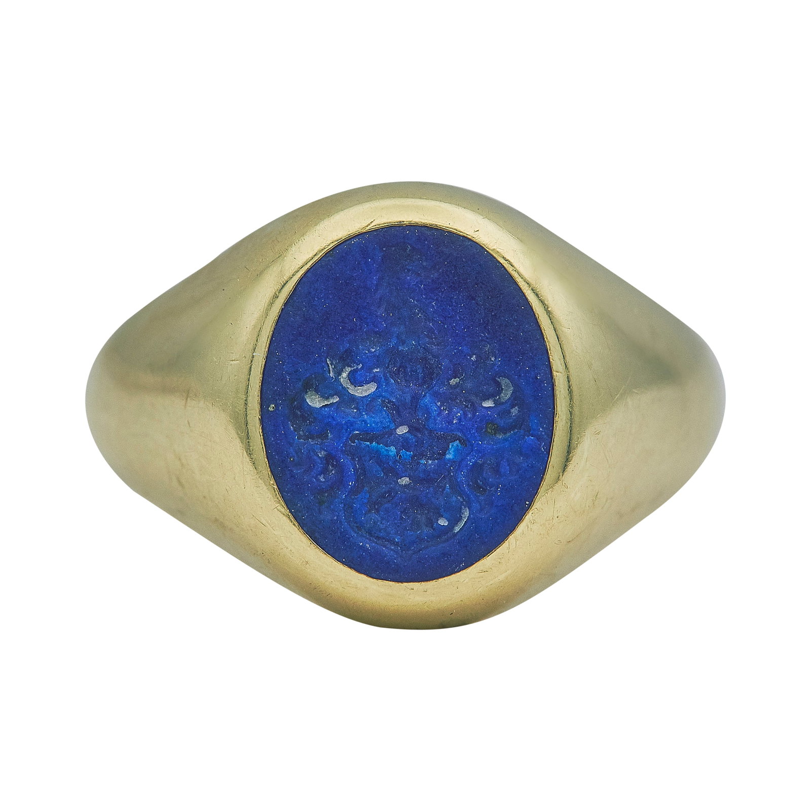 14K Yellow Gold and Lapis Lazuli Intaglio Signet Ring (1 of 3)