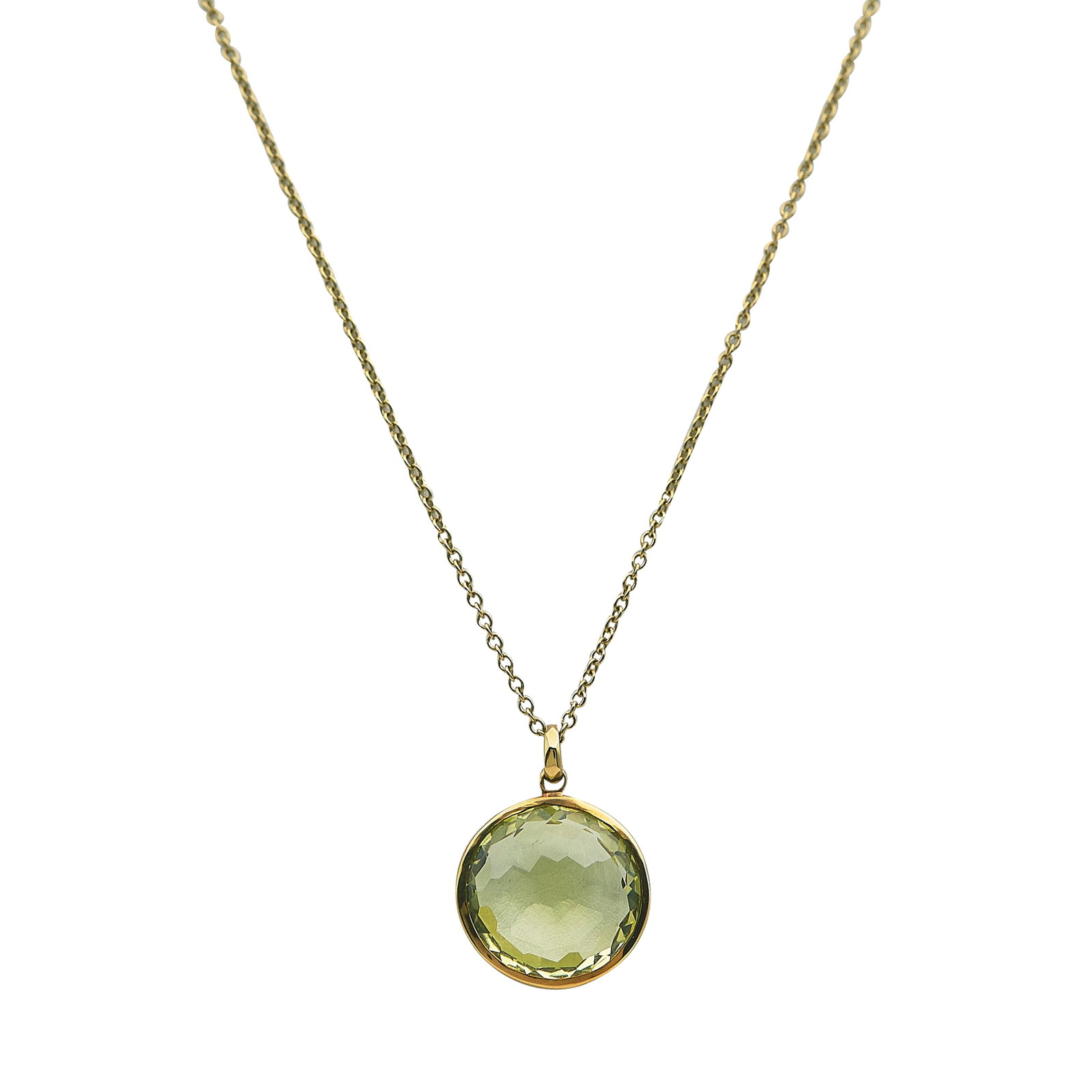 Ippolita Lollipop 18K Yellow Gold and Citrine Pendant Necklace: BRAND: Ippolita; COLLECTION: Lollipop; METAL: 18K Yellow Gold; GEMSTONES: Citrine; STAMPED: Chain marked: 750; Pendant marked: Ippolita,18K; CONDITION: Pre-owned, Good; ITEM WEIGHT (GRAMS): 7.1 g; MEA
