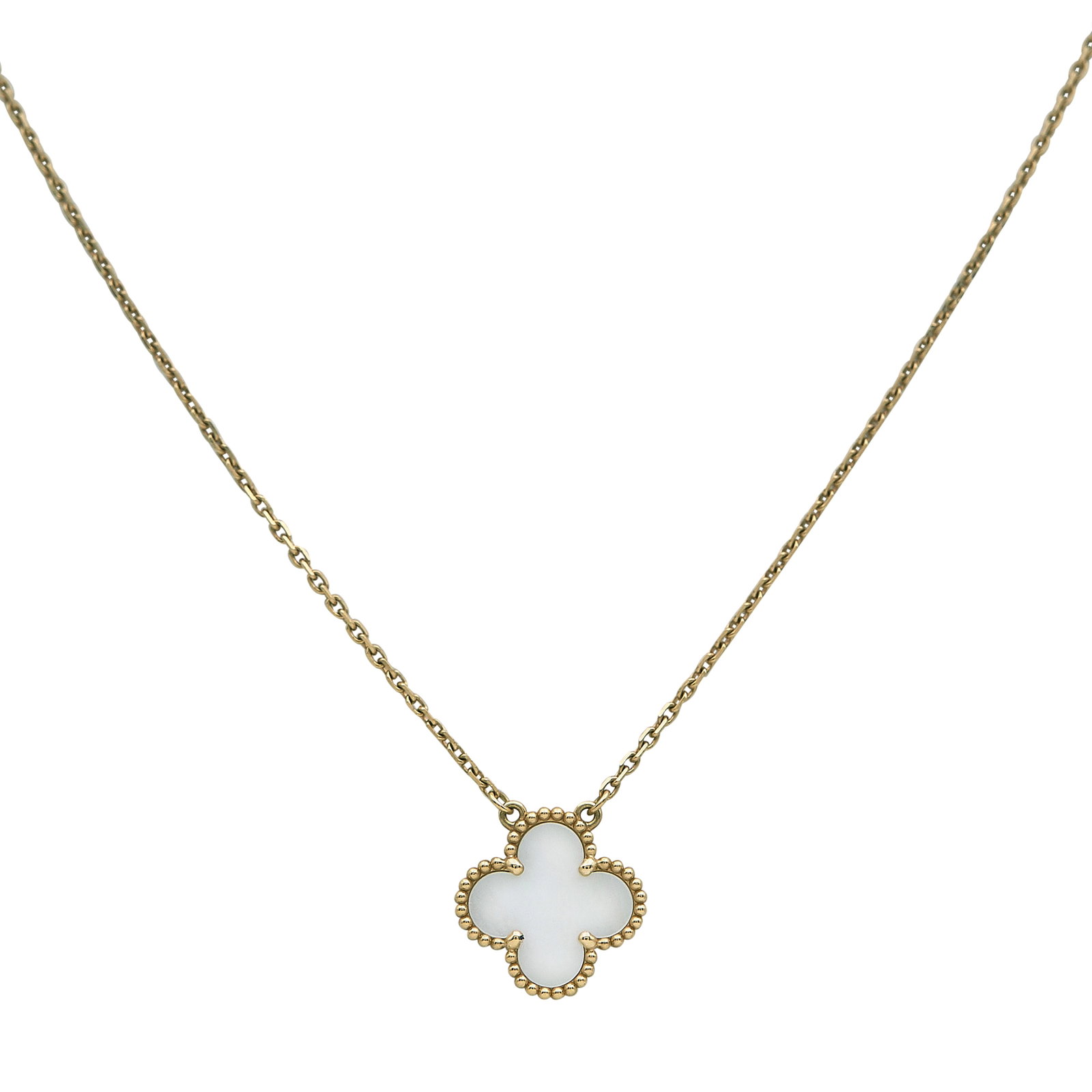 Van Cleef & Arpels Vintage Alhambra 18K Yellow Gold and Mother-of-Pearl Pendant Necklace (1 of 6)