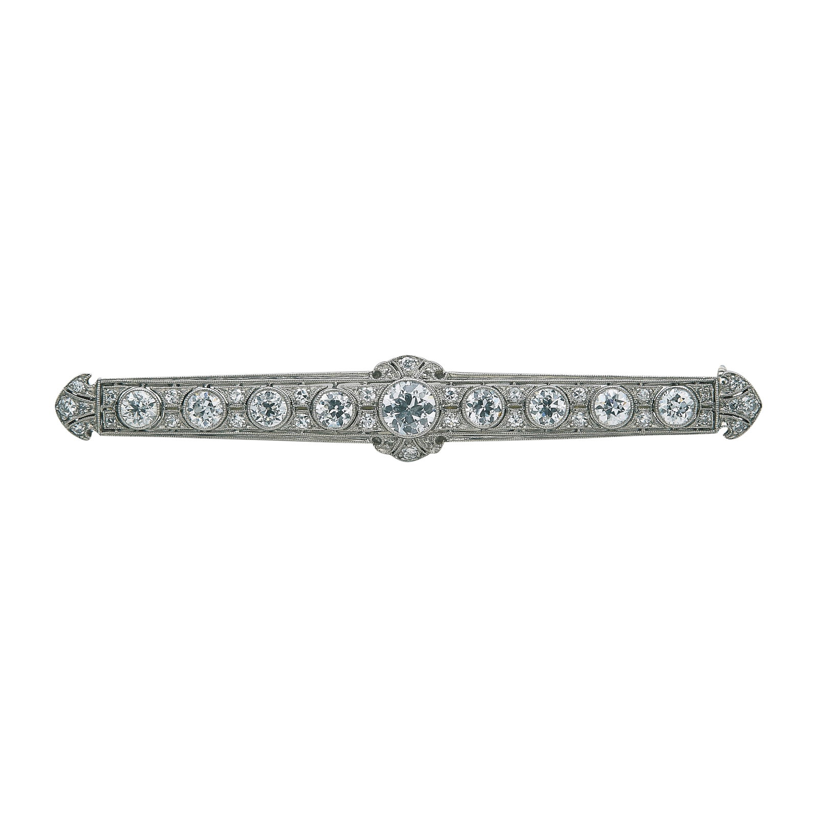 Raymond Yard Art Deco Platinum and Diamond Bar Brooch (1 of 3)